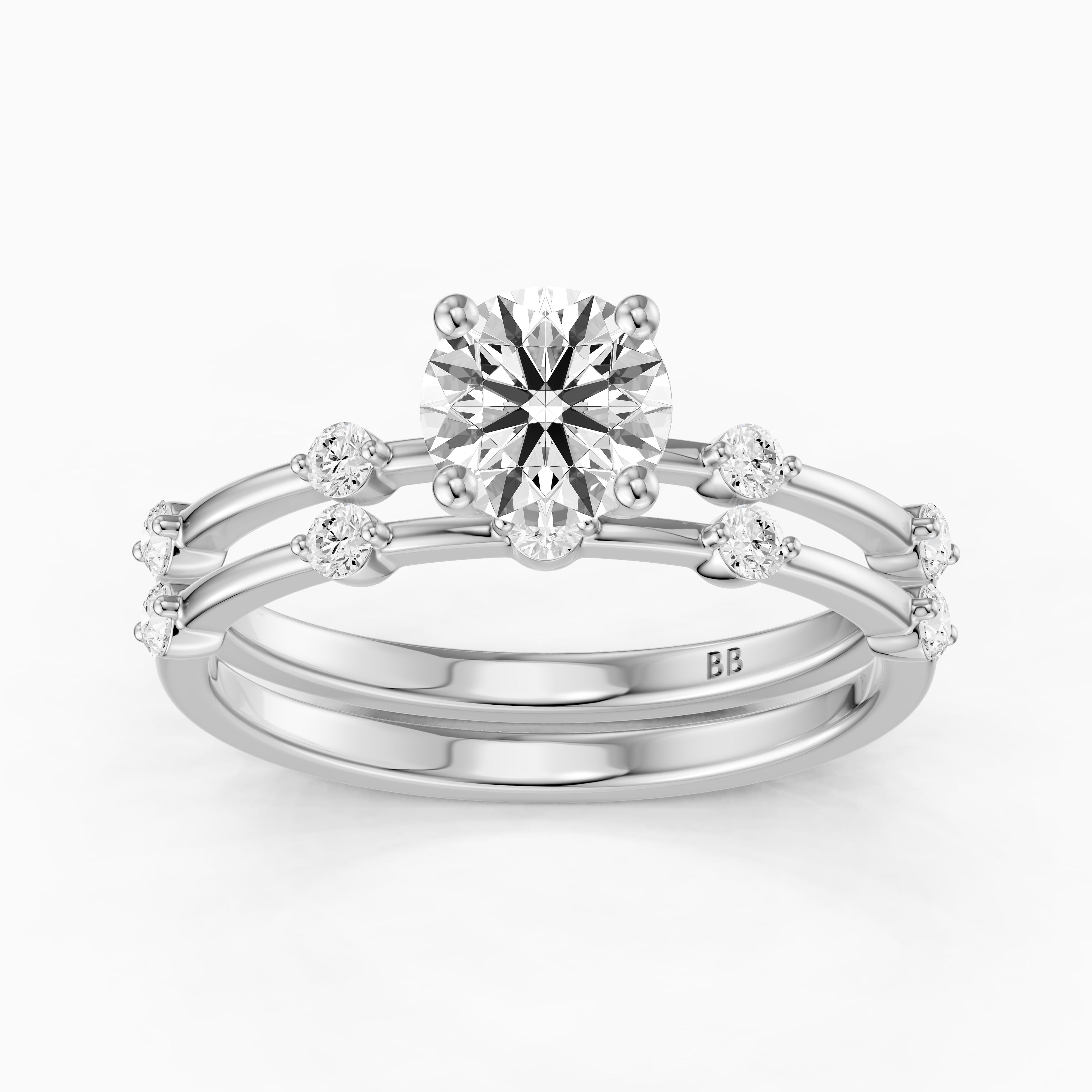 Ivone Round Lab Grown Diamond Station Accent Bridal Set