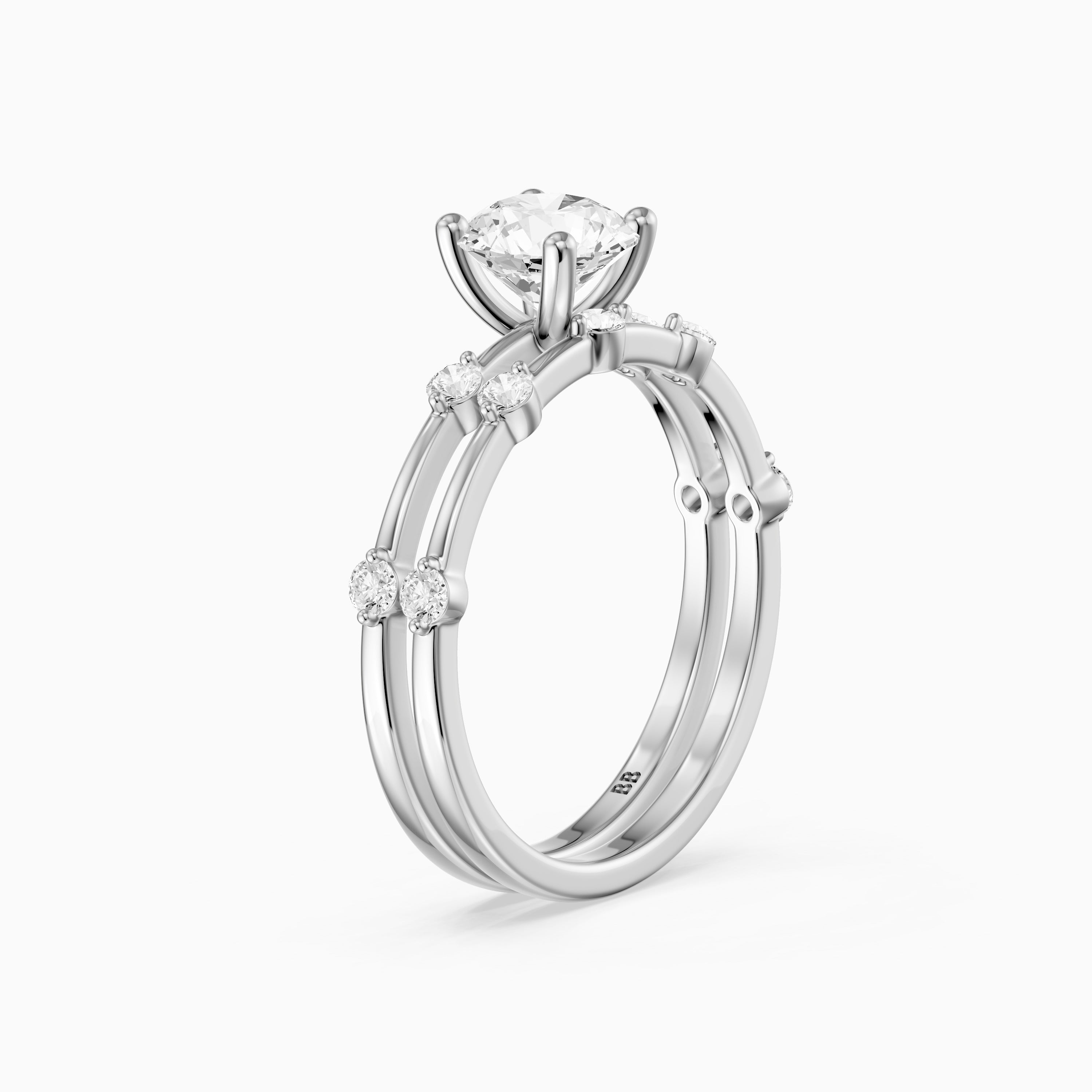 Ivone Round Lab Grown Diamond Station Accent Bridal Set