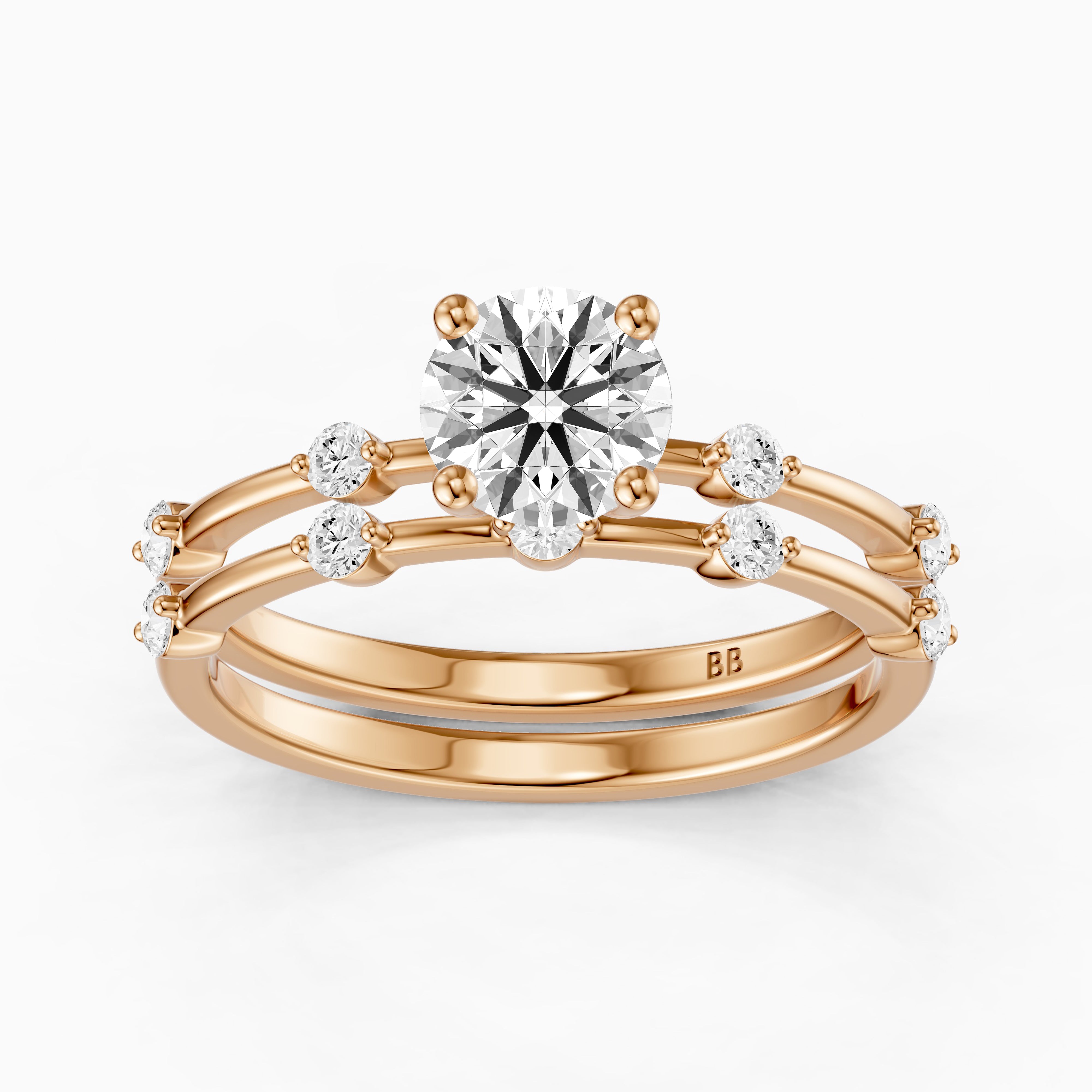 Ivone Round Lab Grown Diamond Station Accent Bridal Set