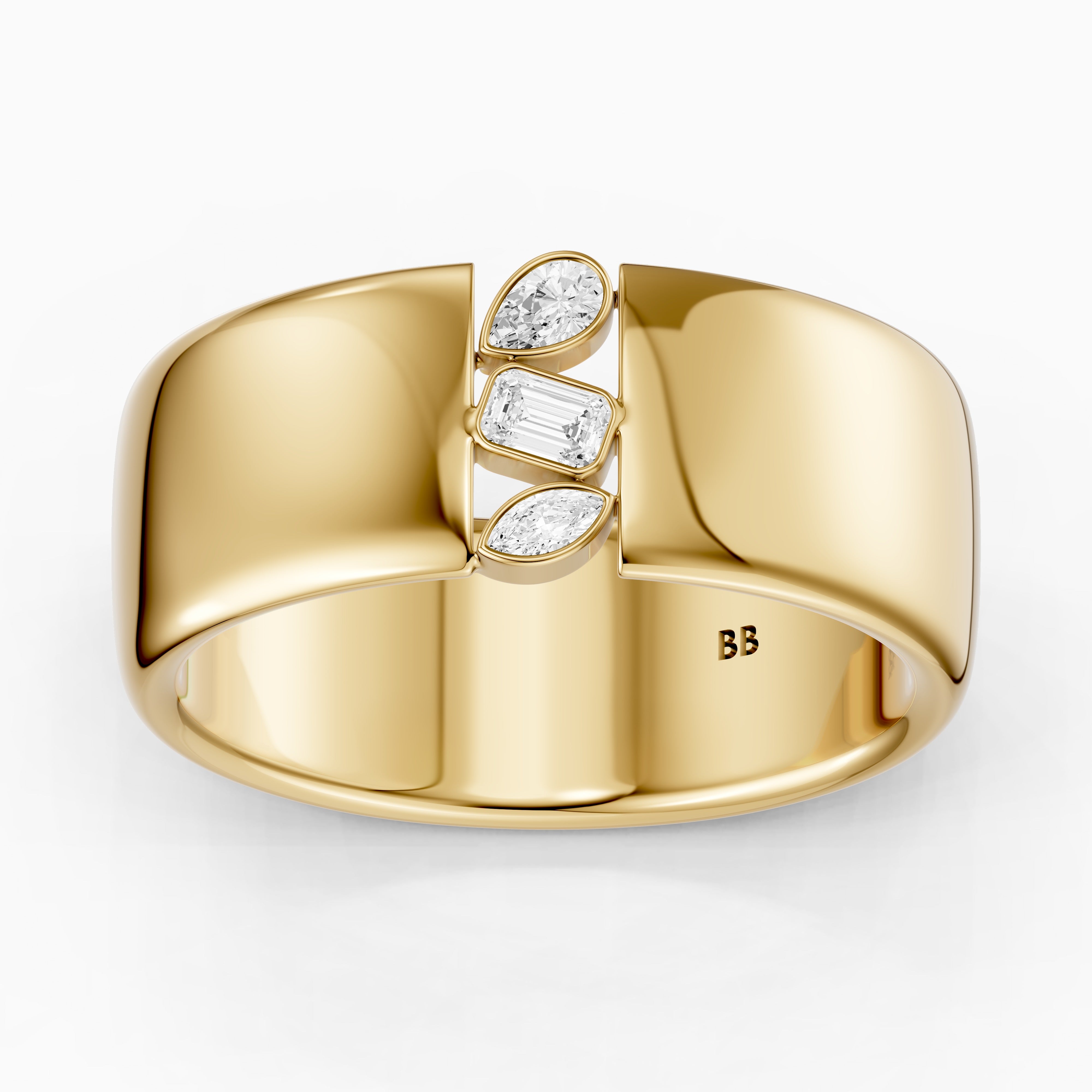 Kora Mixed Shape Lab Diamond Bezel Cluster Cigar Band