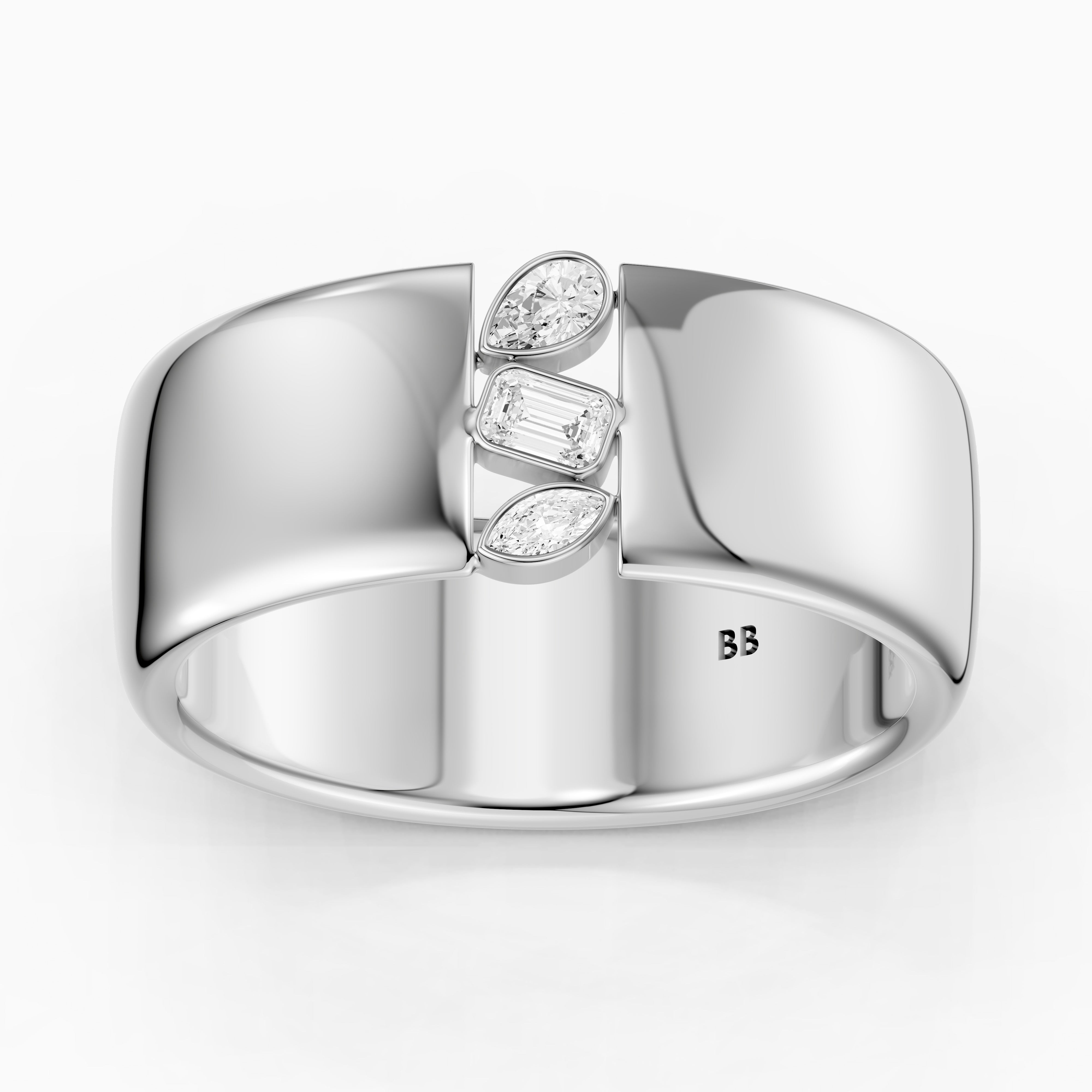 Kora Mixed Shape Lab Diamond Bezel Cluster Cigar Band