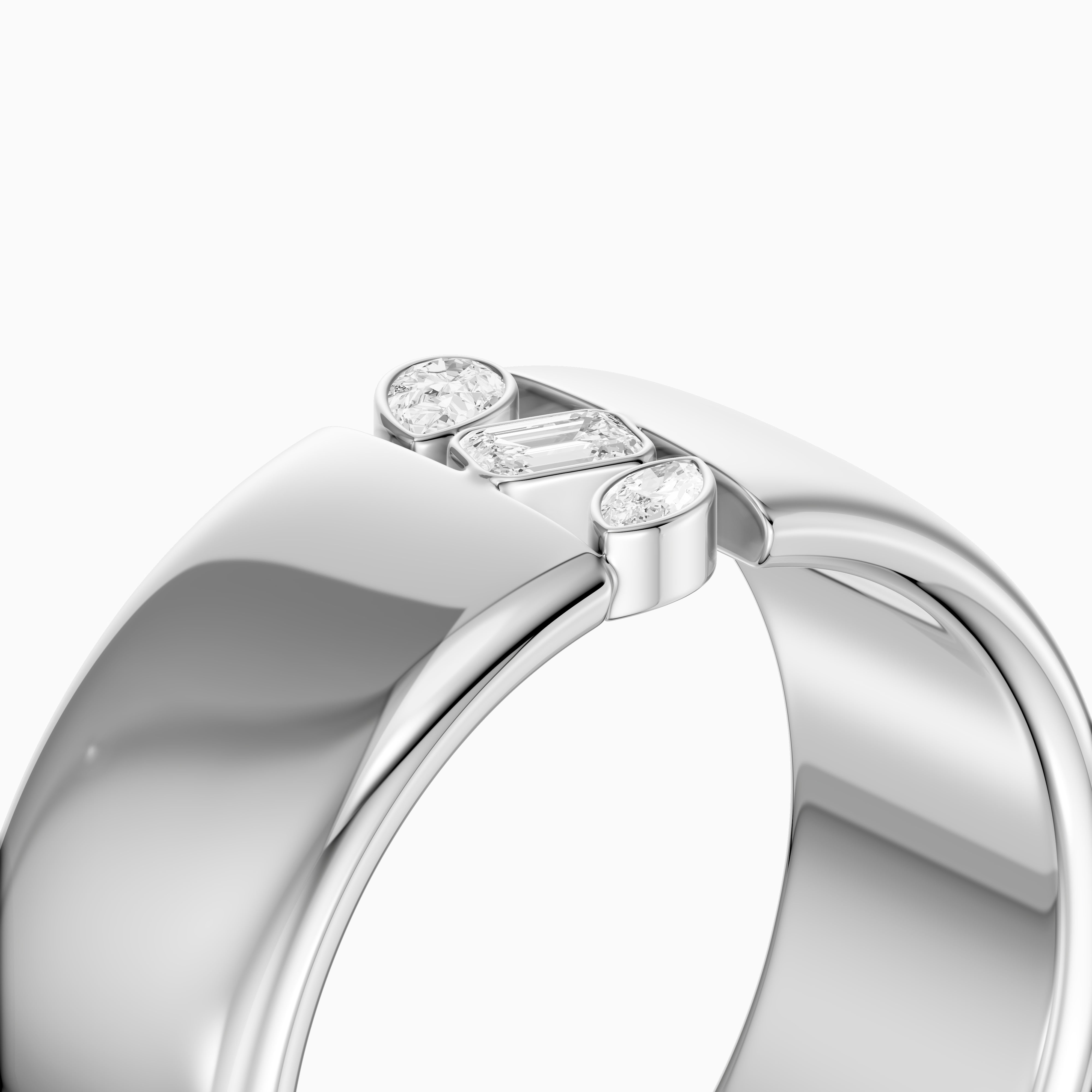 Kora Mixed Shape Lab Diamond Bezel Cluster Cigar Band