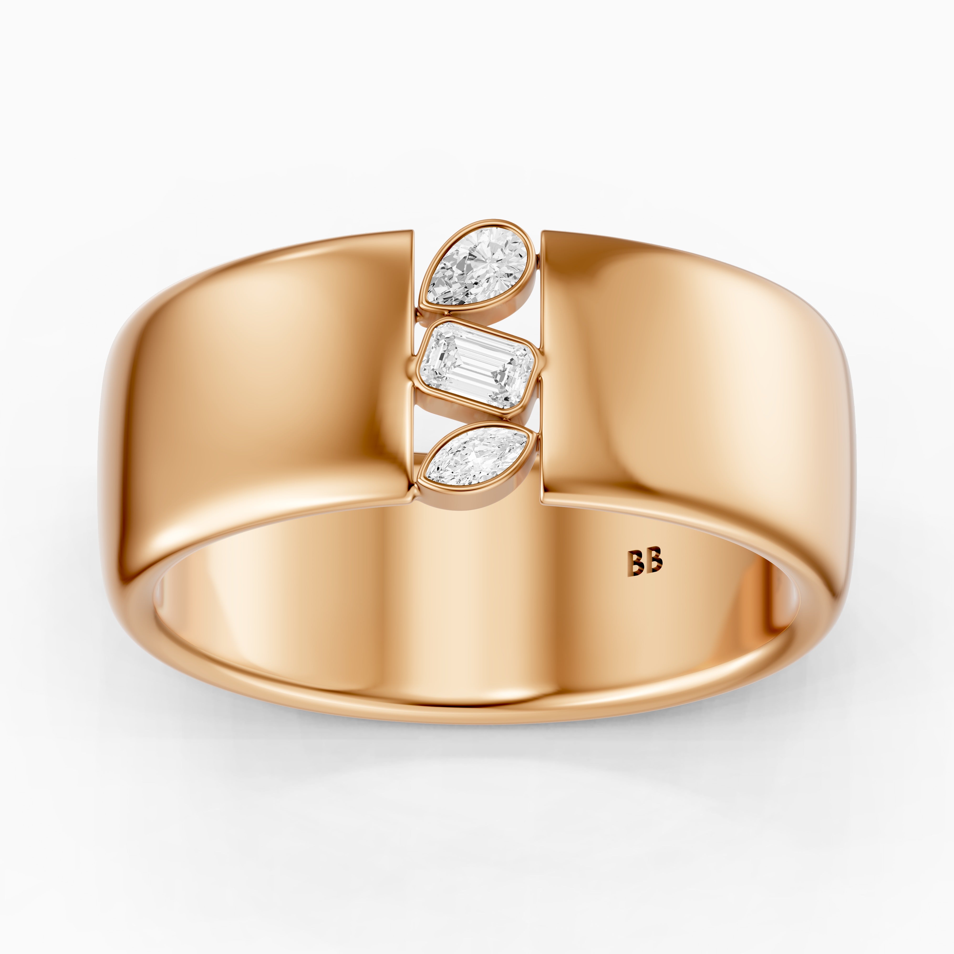 Kora Mixed Shape Lab Diamond Bezel Cluster Cigar Band