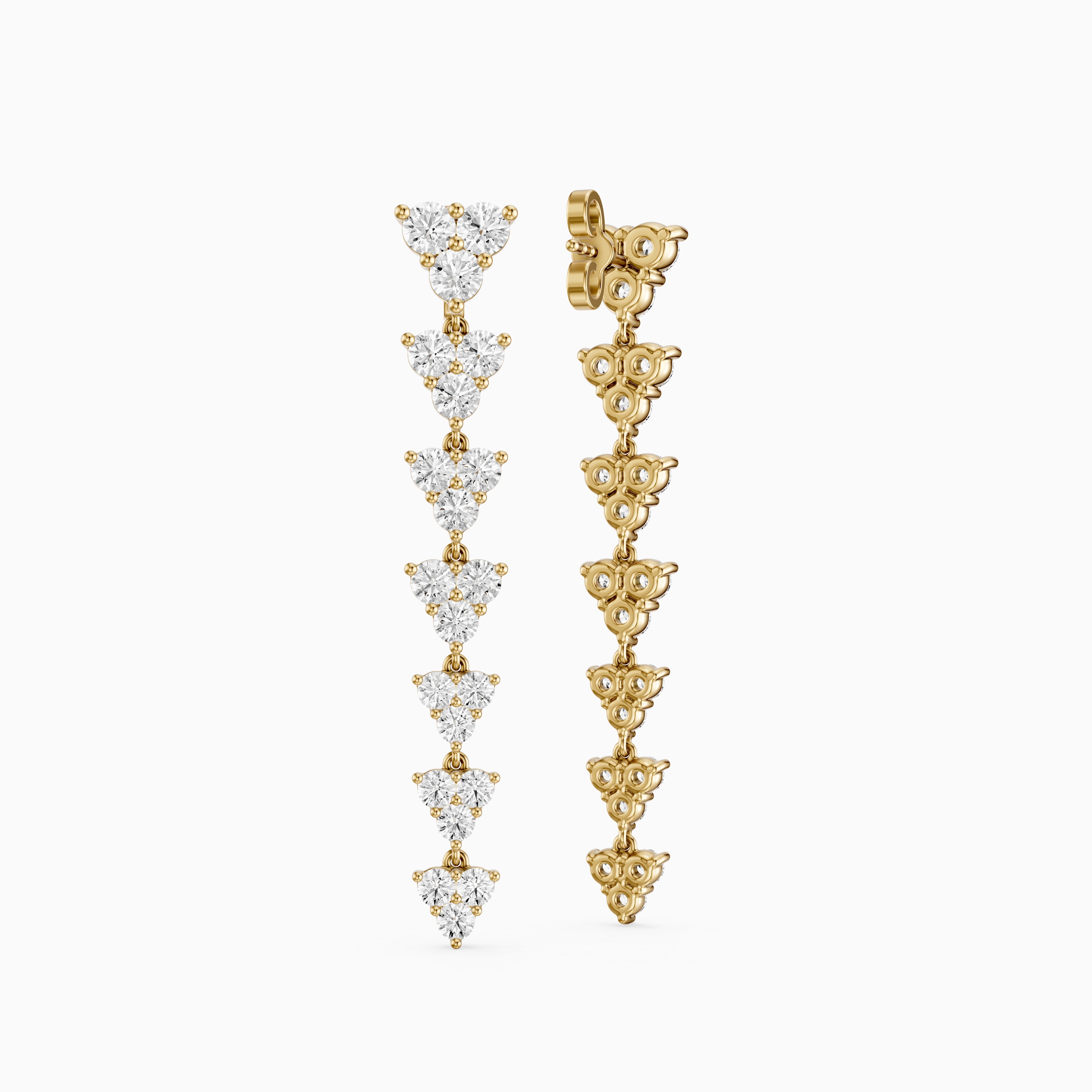 Waverly Round Lab Grown Diamond Cluster Linear Drop Earrings