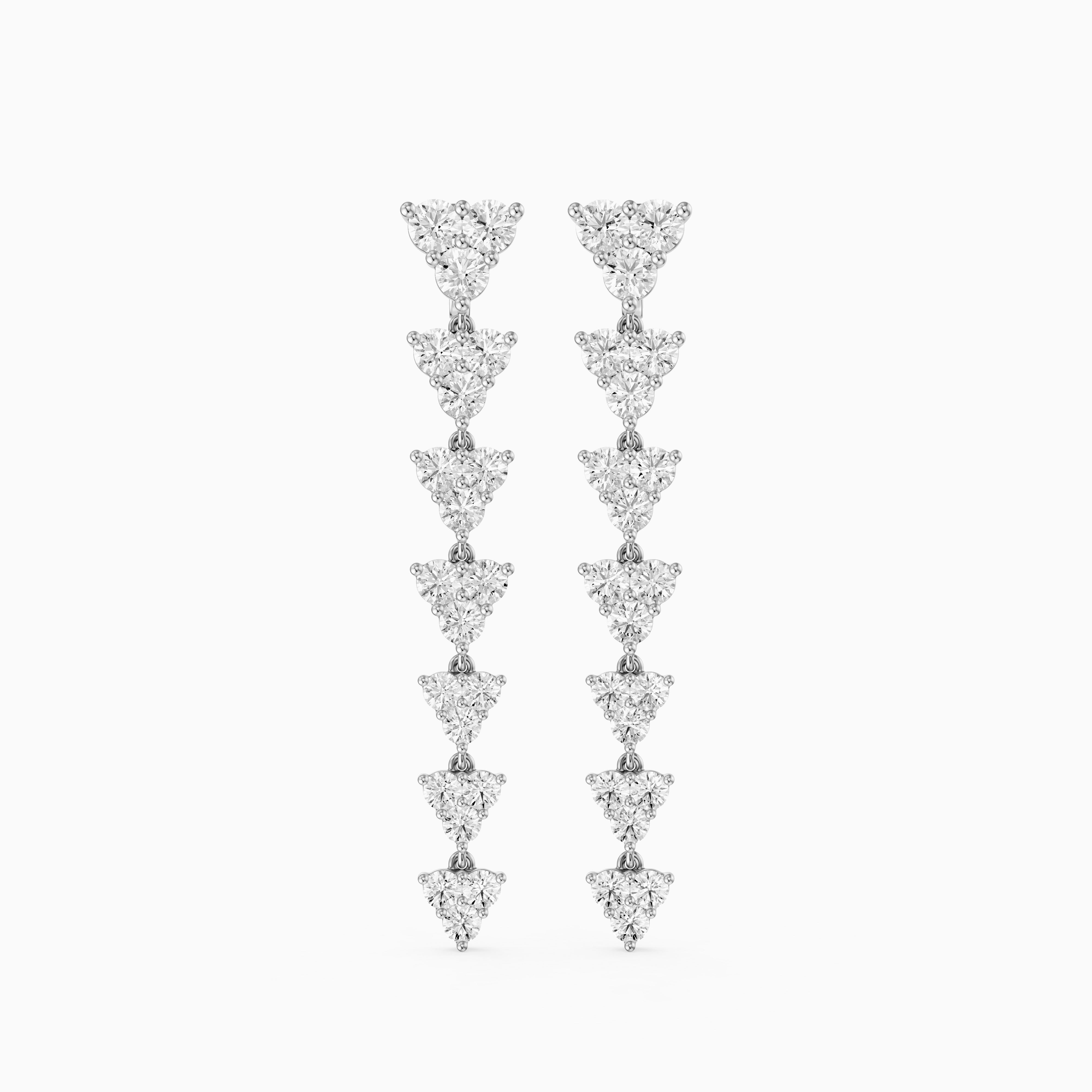 Waverly Round Lab Grown Diamond Cluster Linear Drop Earrings