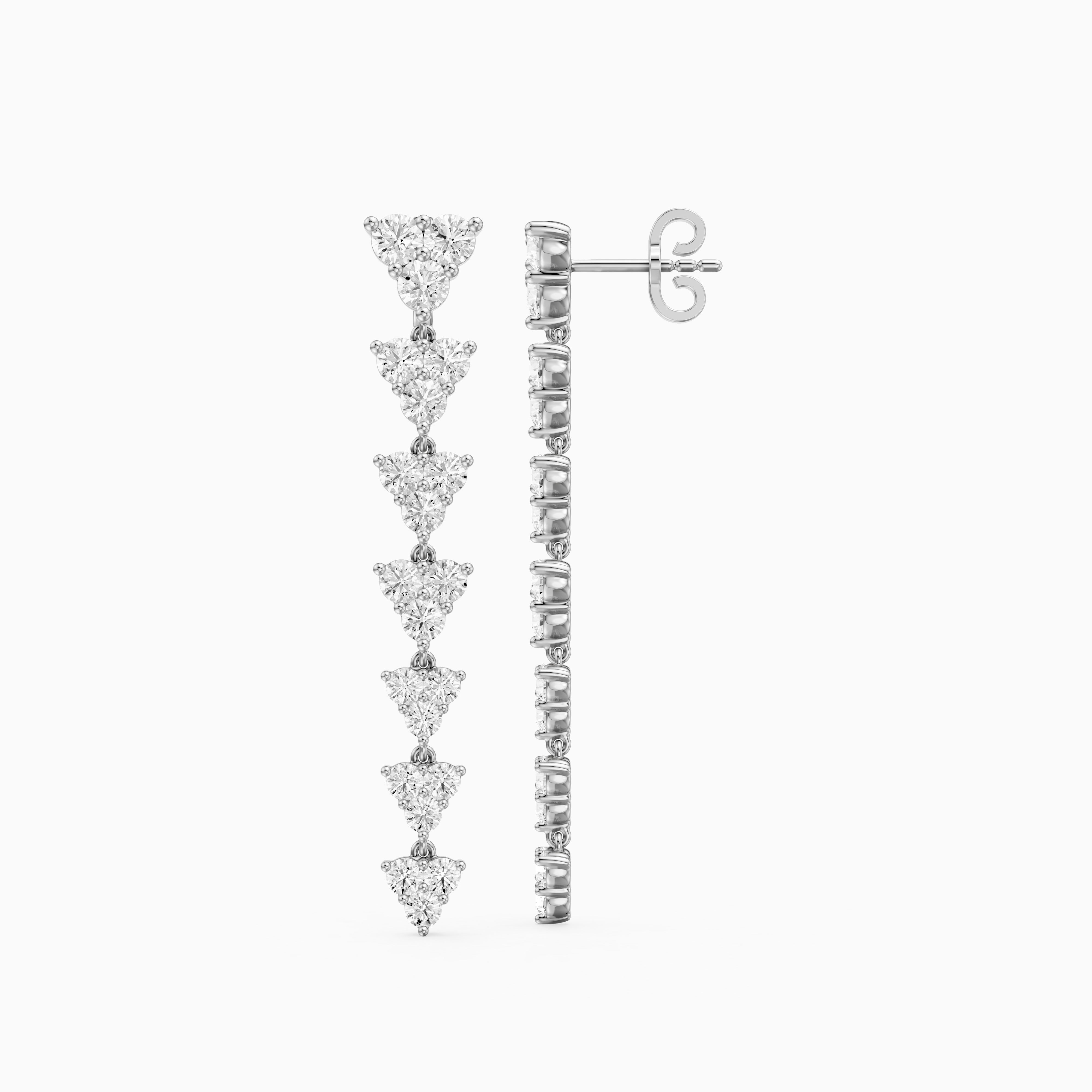 Waverly Round Lab Grown Diamond Cluster Linear Drop Earrings