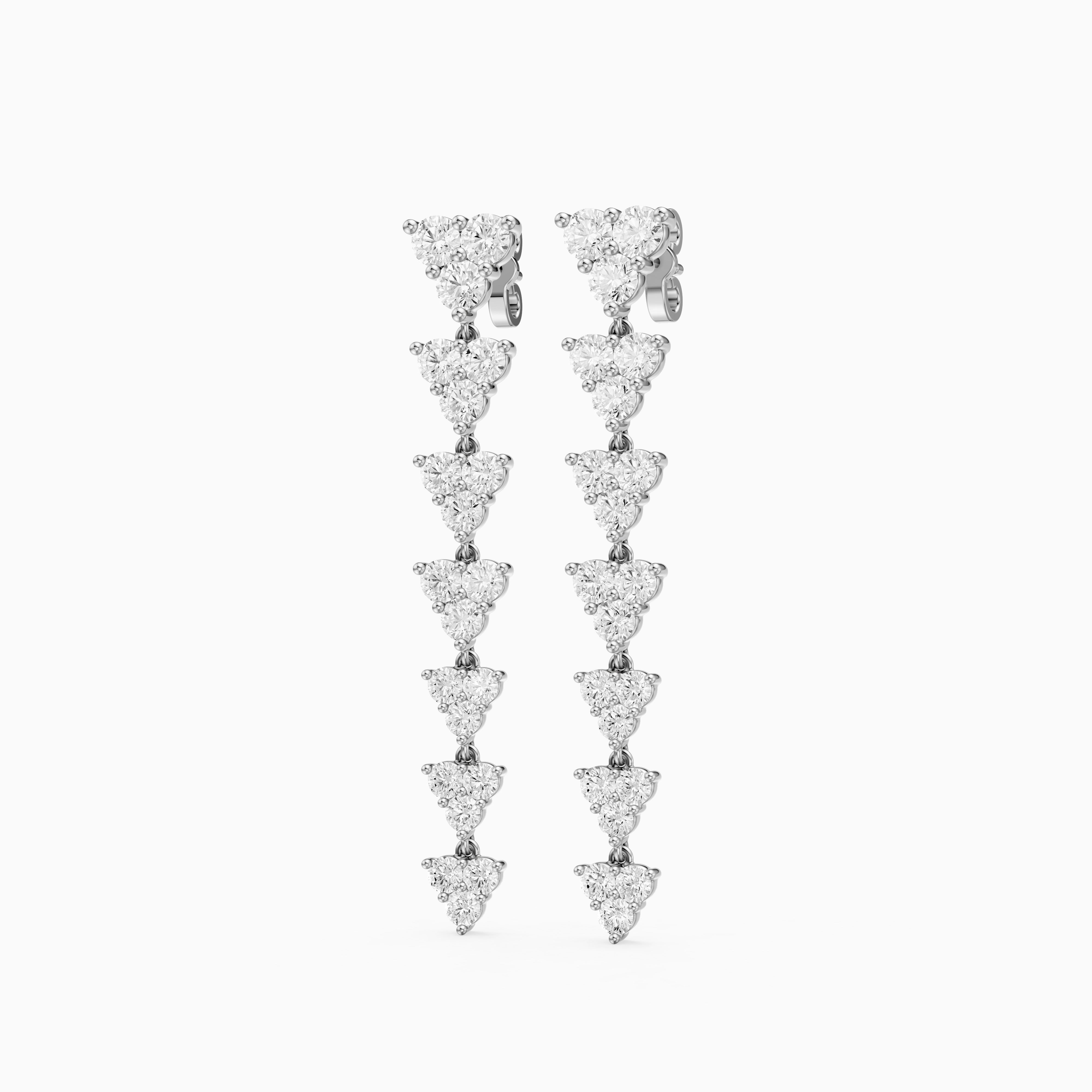 Waverly Round Lab Grown Diamond Cluster Linear Drop Earrings