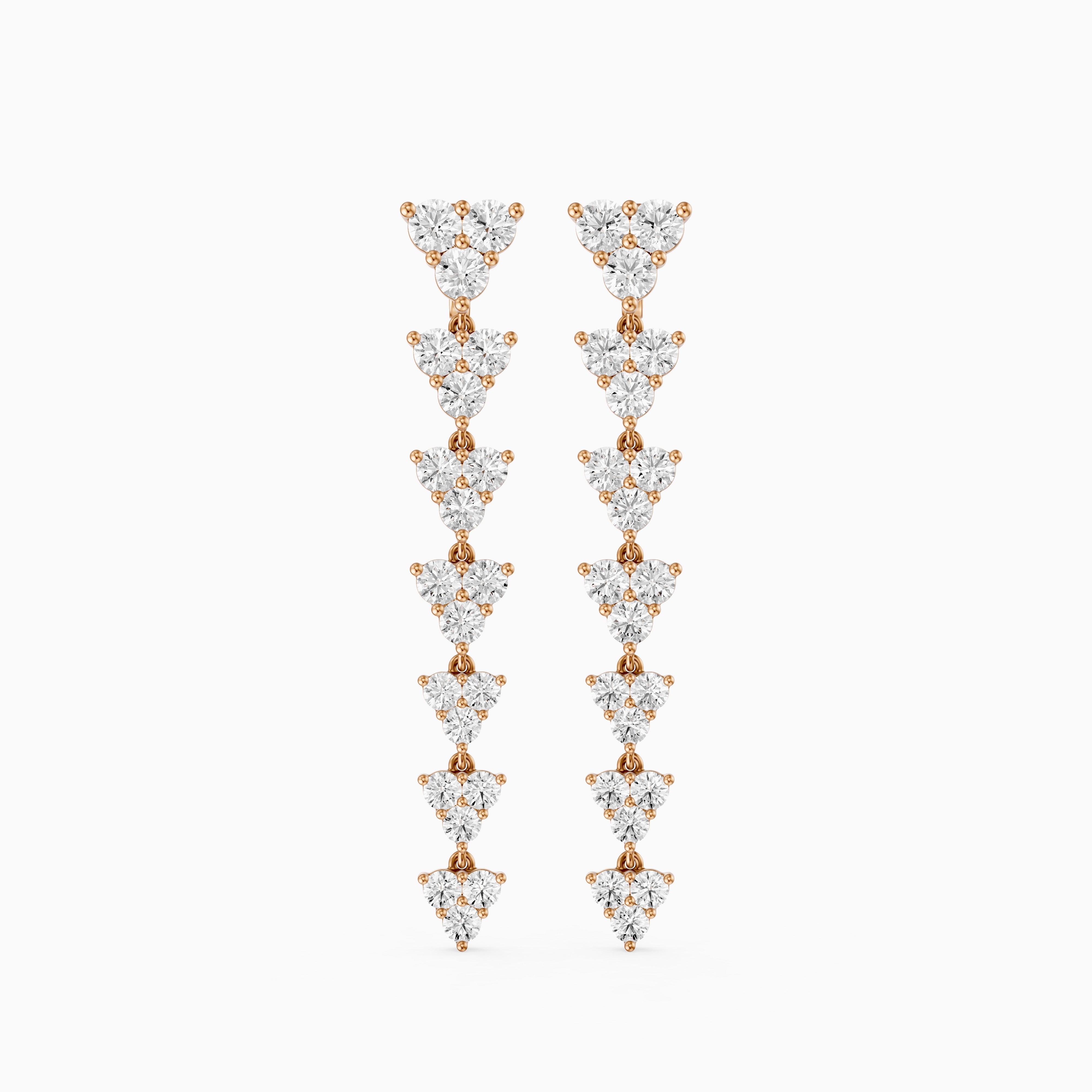 Waverly Round Lab Grown Diamond Cluster Linear Drop Earrings
