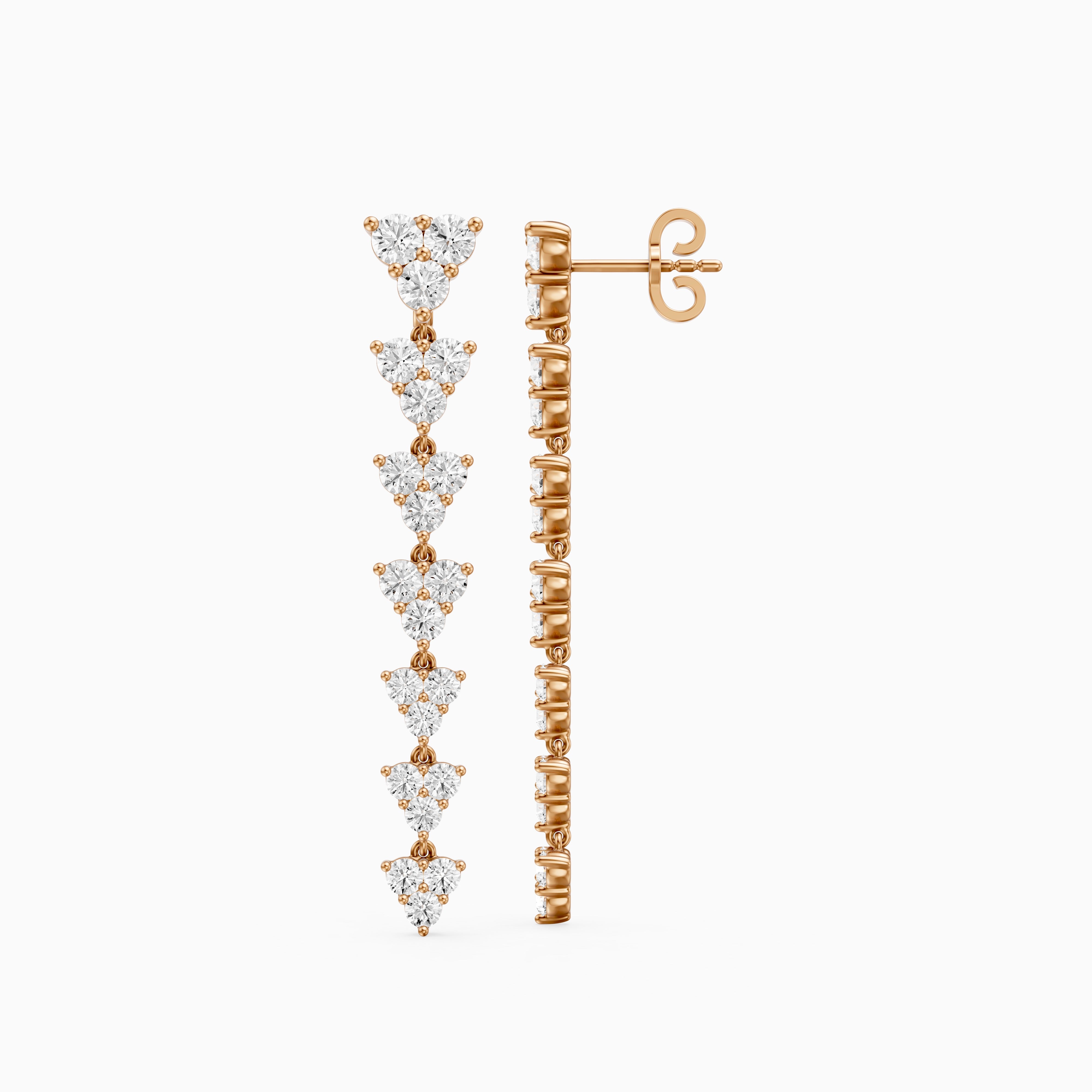 Waverly Round Lab Grown Diamond Cluster Linear Drop Earrings