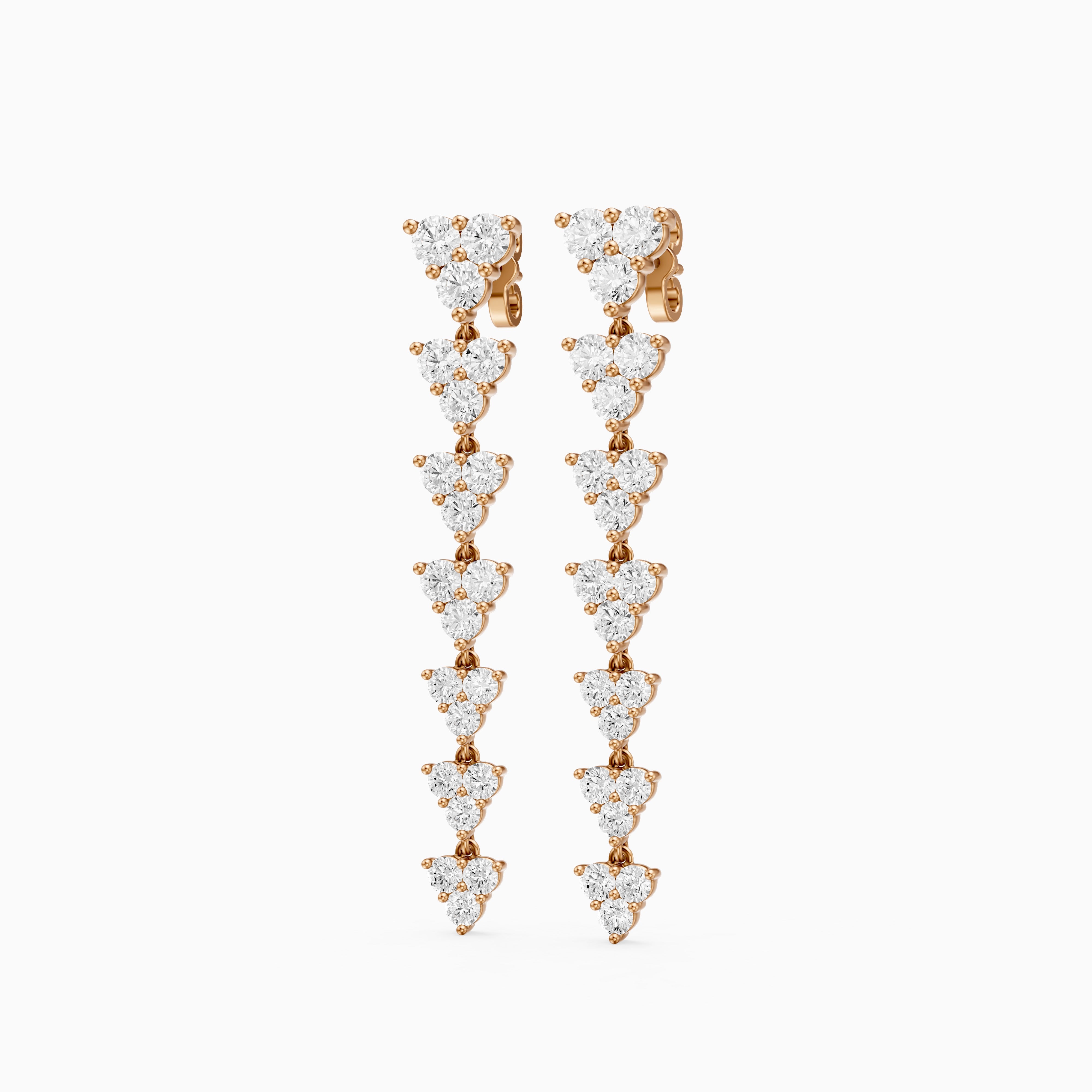 Waverly Round Lab Grown Diamond Cluster Linear Drop Earrings