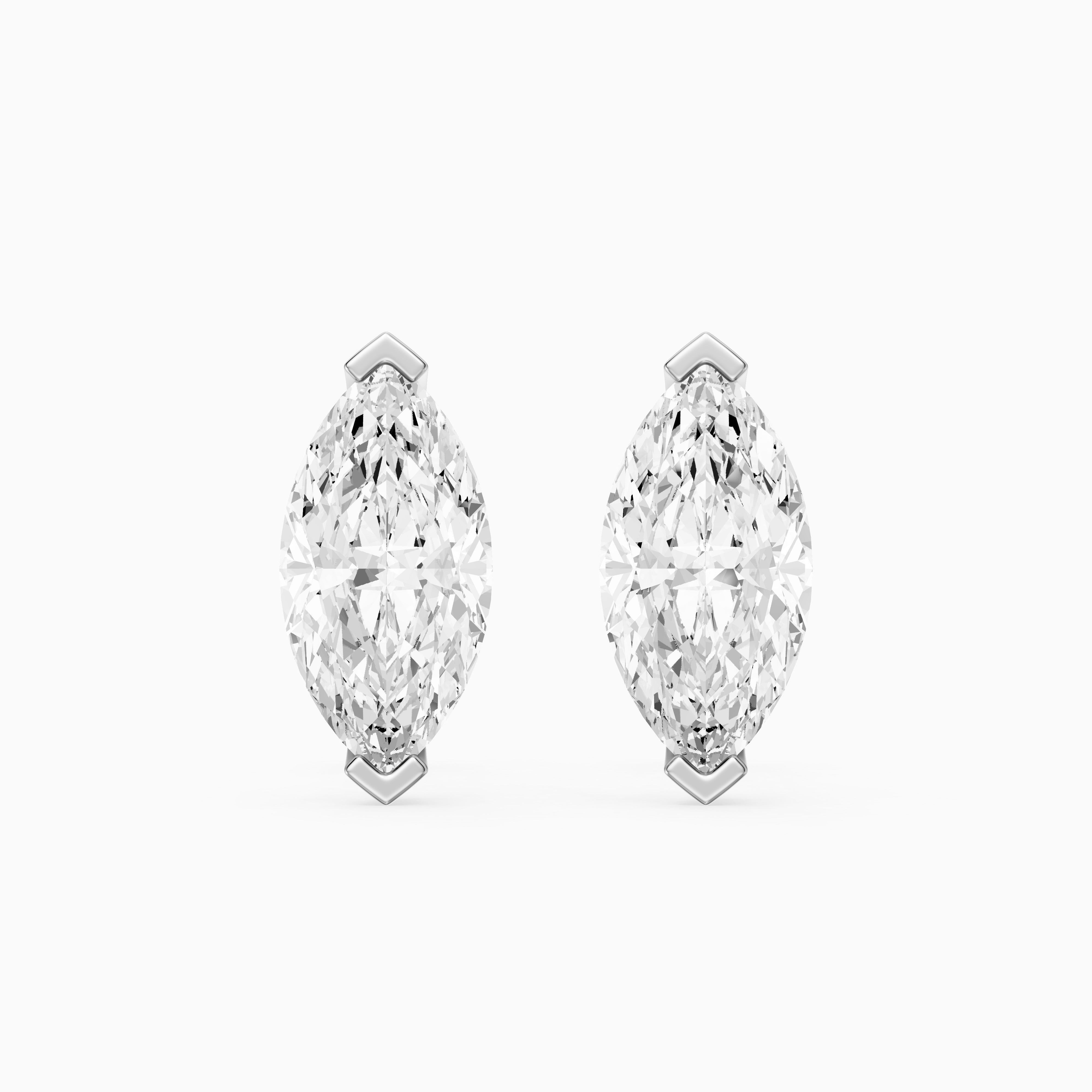 Joana Marquise Cut Lab Grown Diamond V Prong Stud Earrings