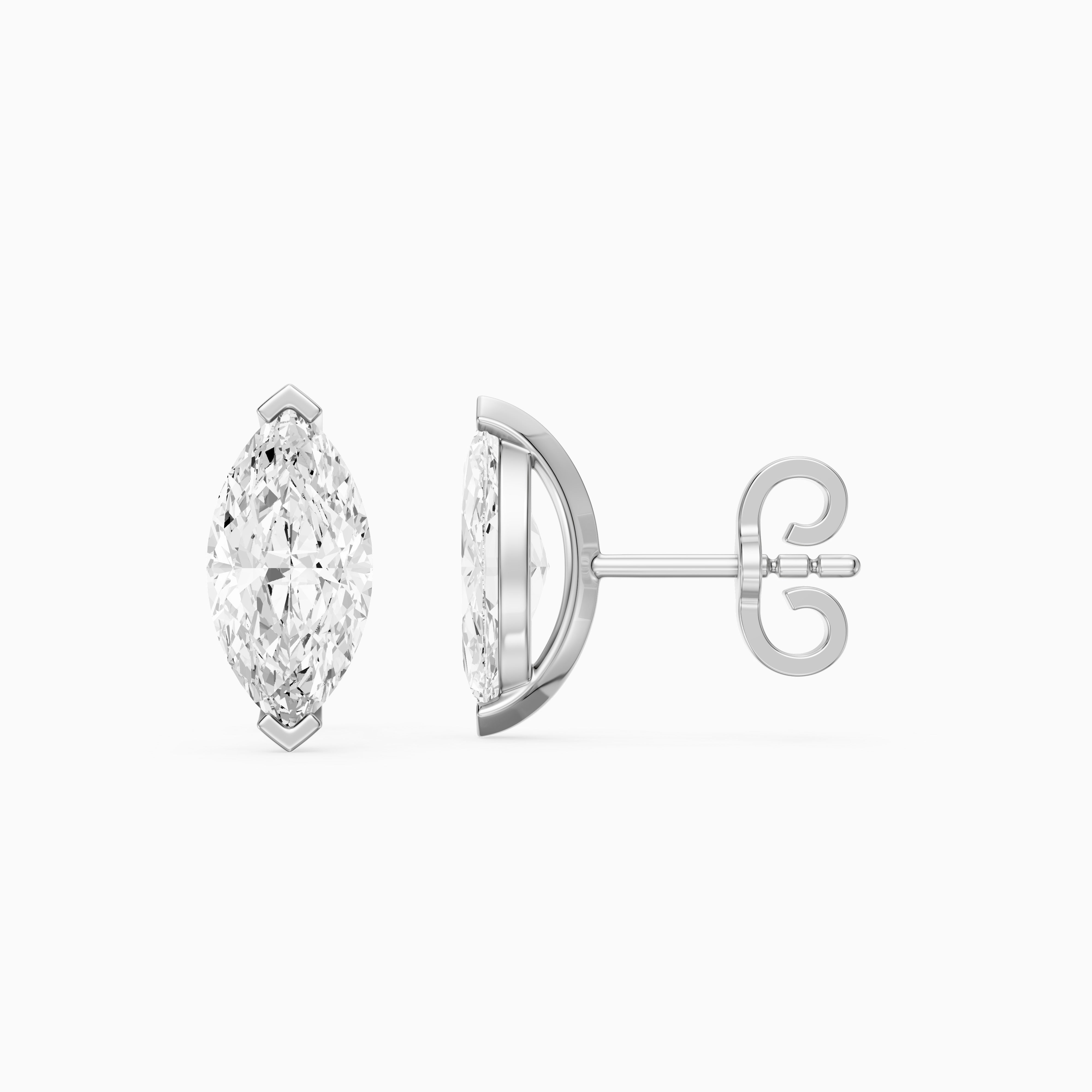 Joana Marquise Cut Lab Grown Diamond V Prong Stud Earrings