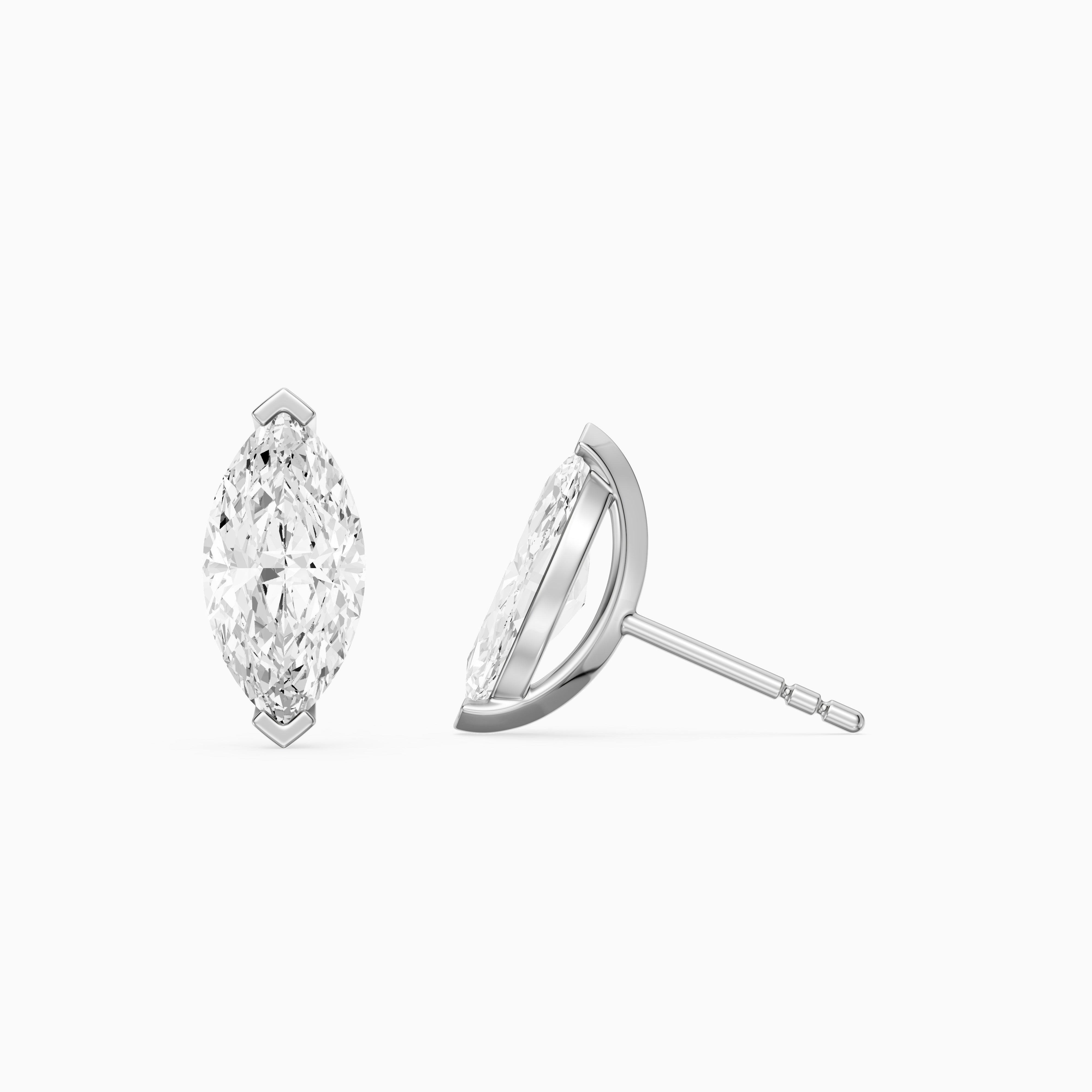 Joana Marquise Cut Lab Grown Diamond V Prong Stud Earrings