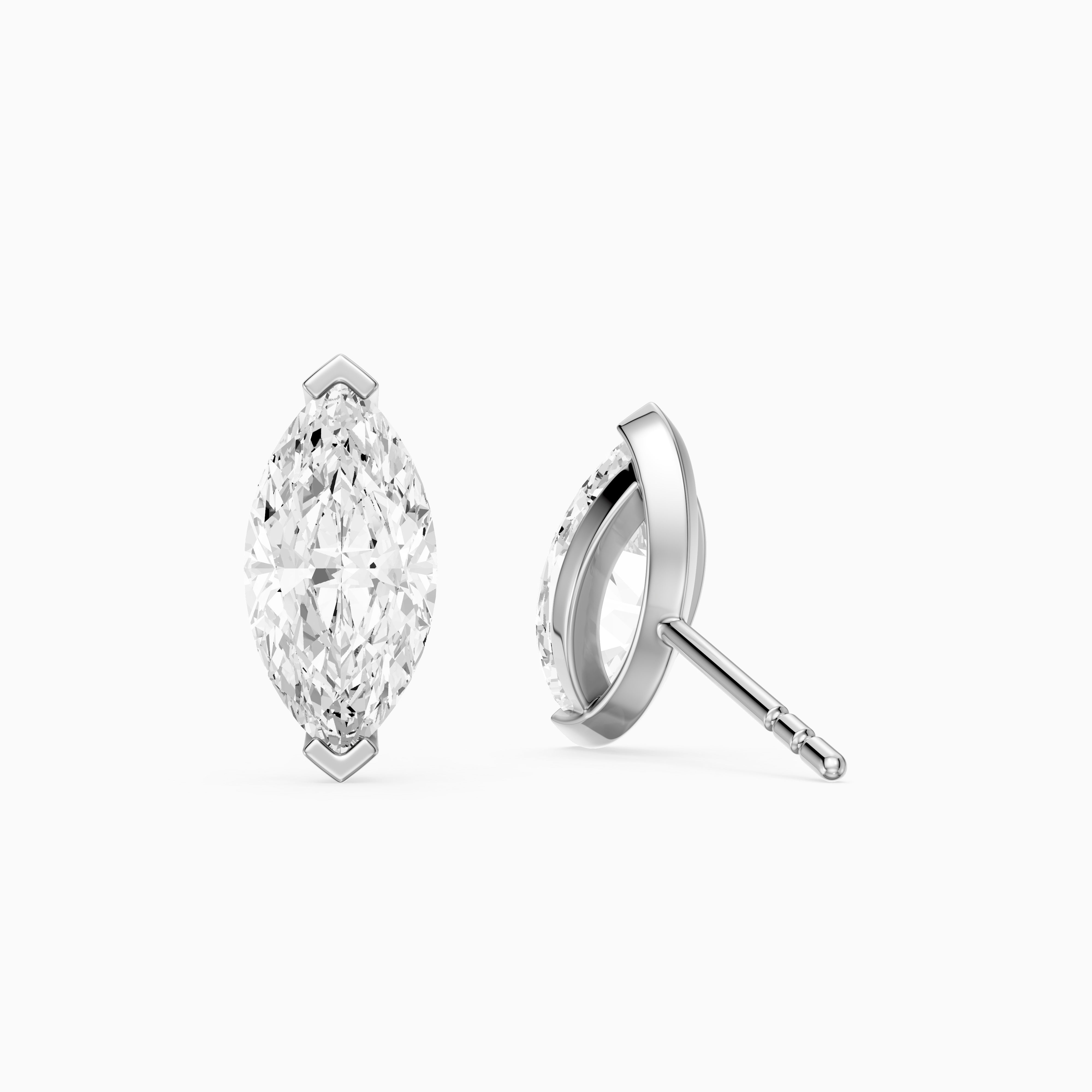 Joana Marquise Cut Lab Grown Diamond V Prong Stud Earrings