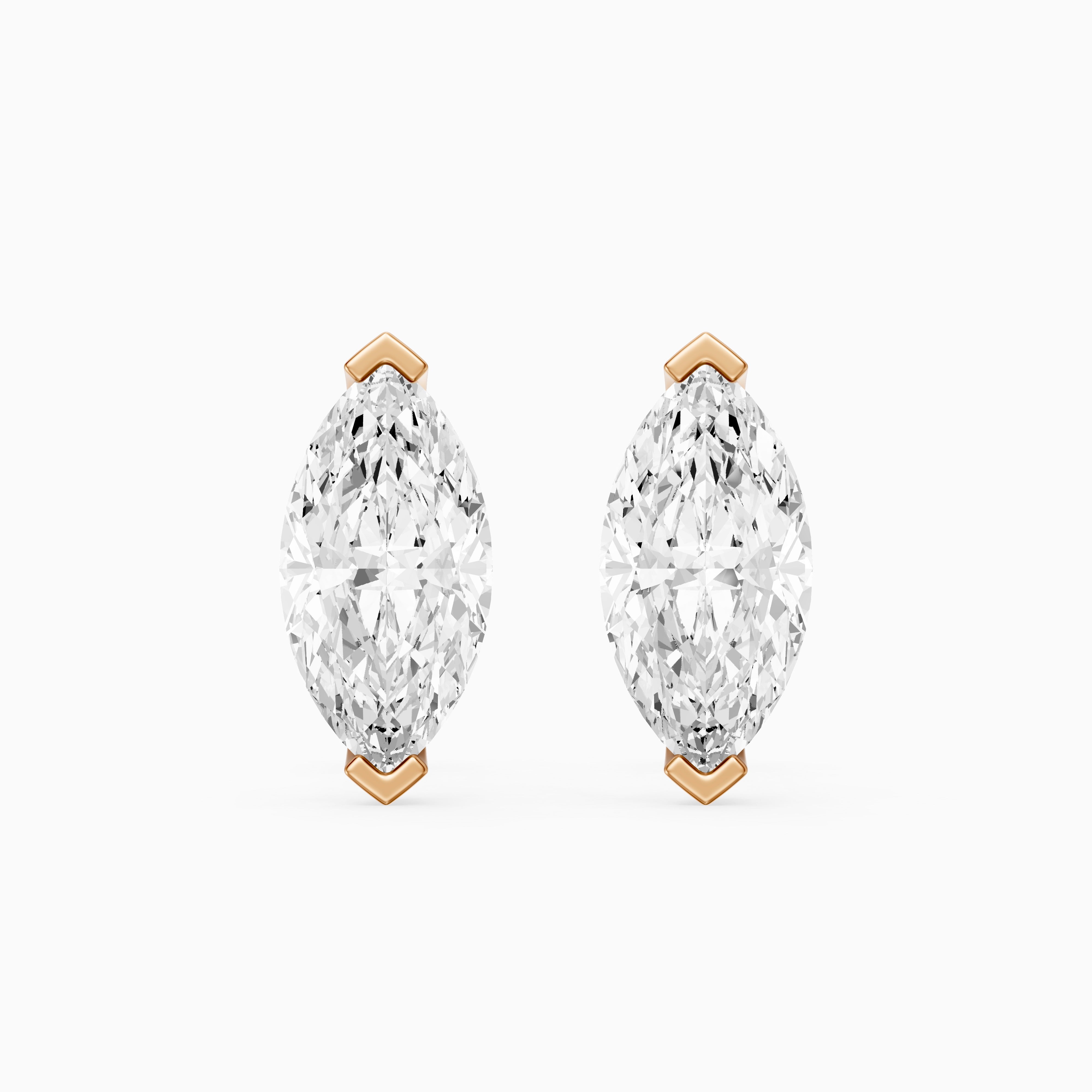 Joana Marquise Cut Lab Grown Diamond V Prong Stud Earrings