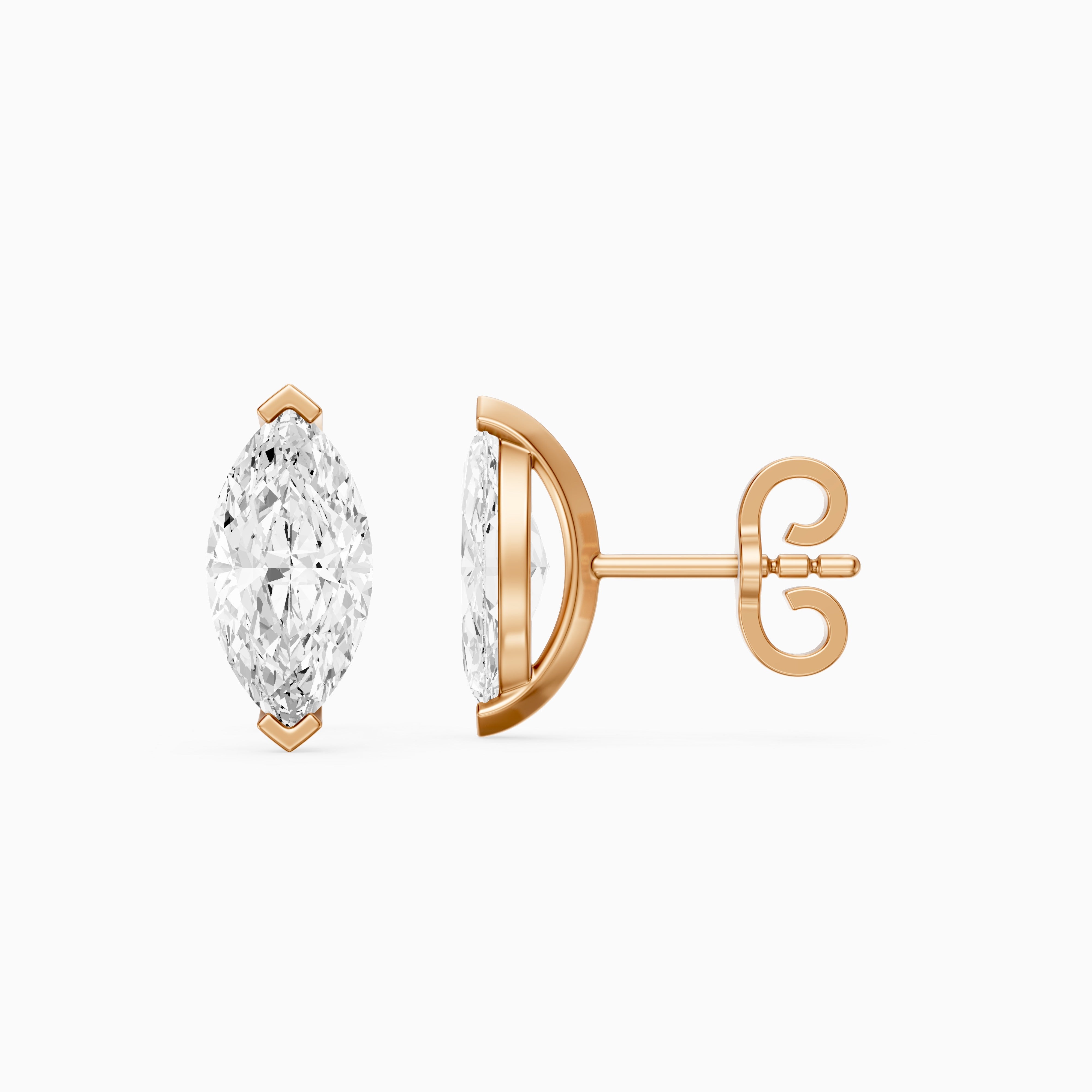 Joana Marquise Cut Lab Grown Diamond V Prong Stud Earrings