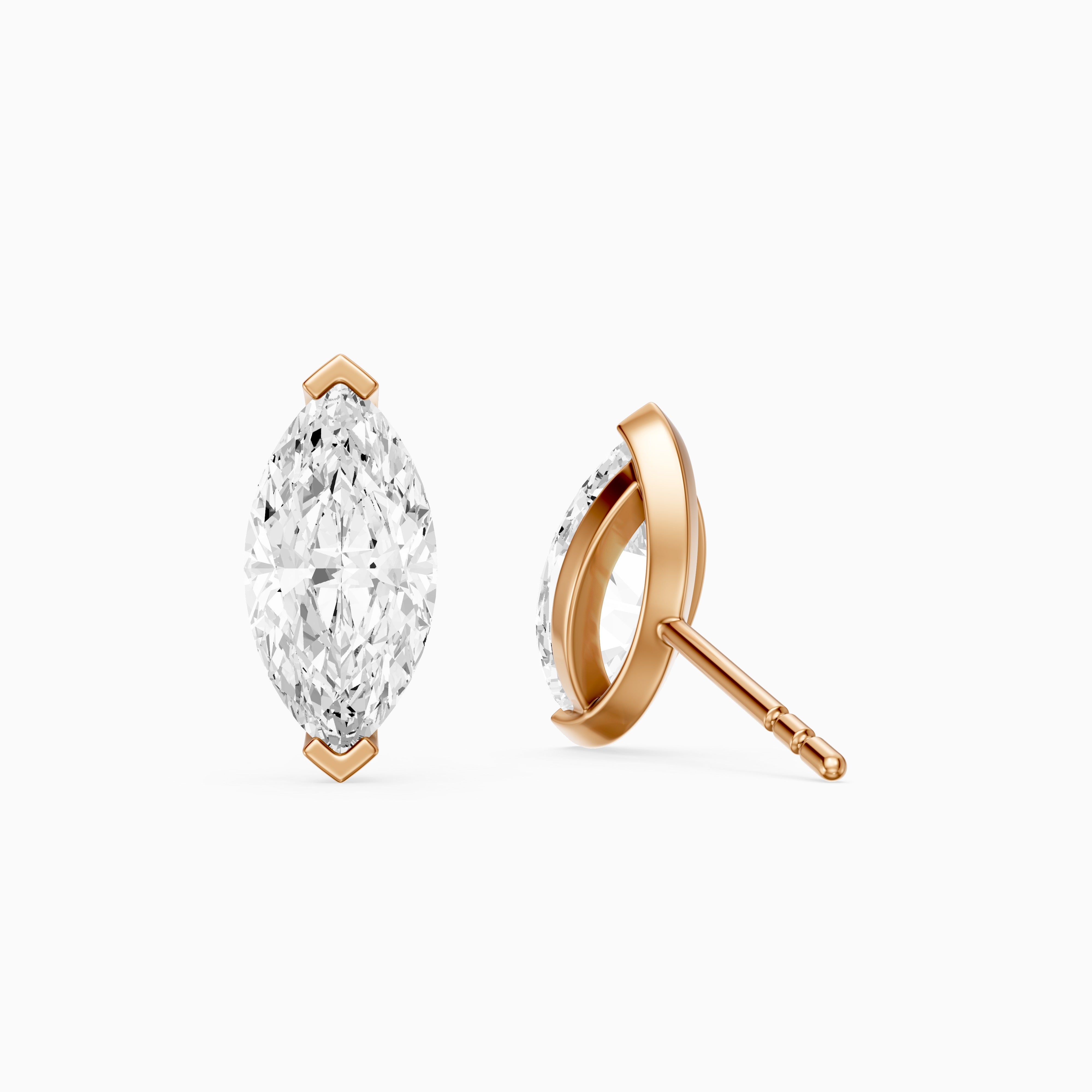 Joana Marquise Cut Lab Grown Diamond V Prong Stud Earrings