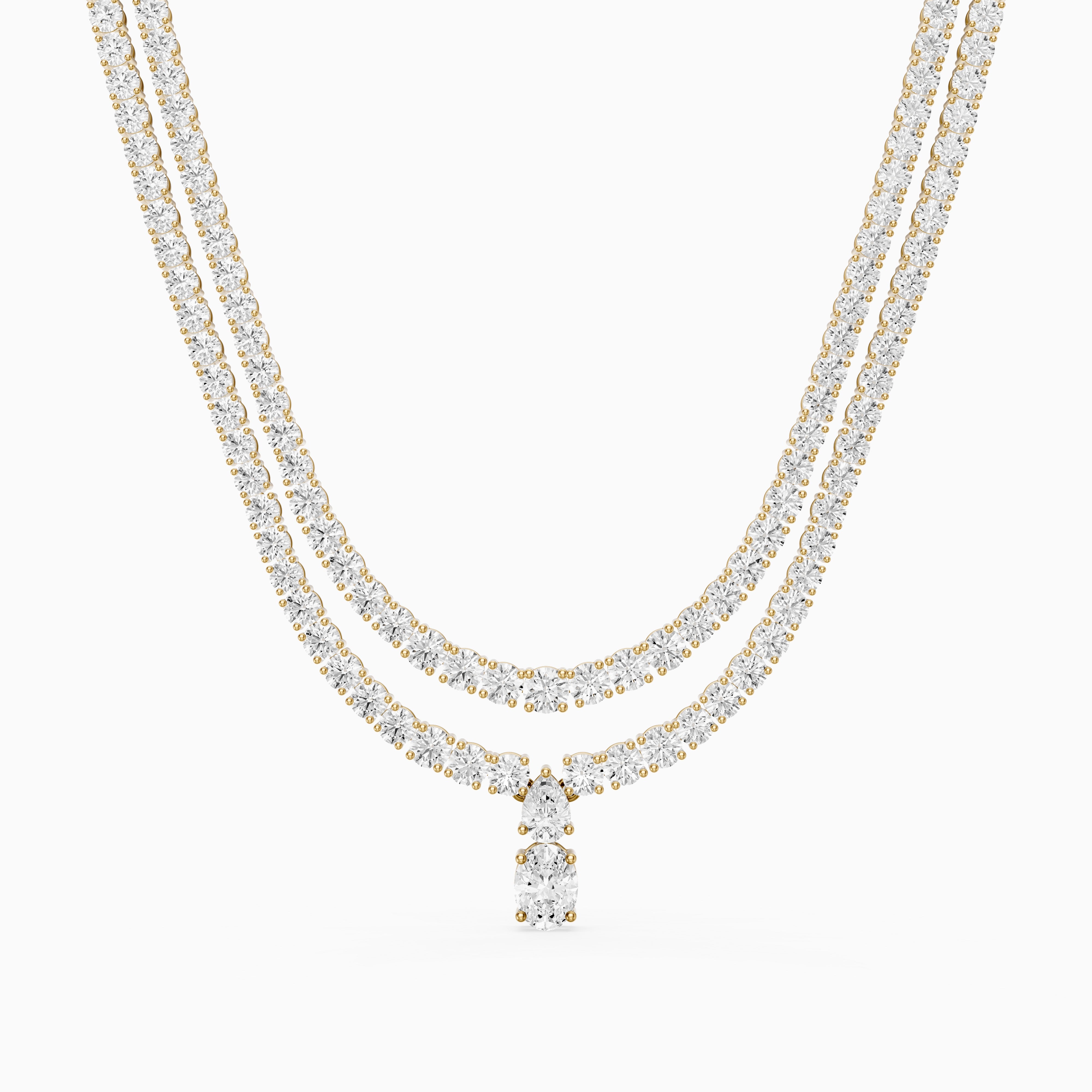 Adeline Double Row Lab Grown Diamond Drop Tennis Necklace