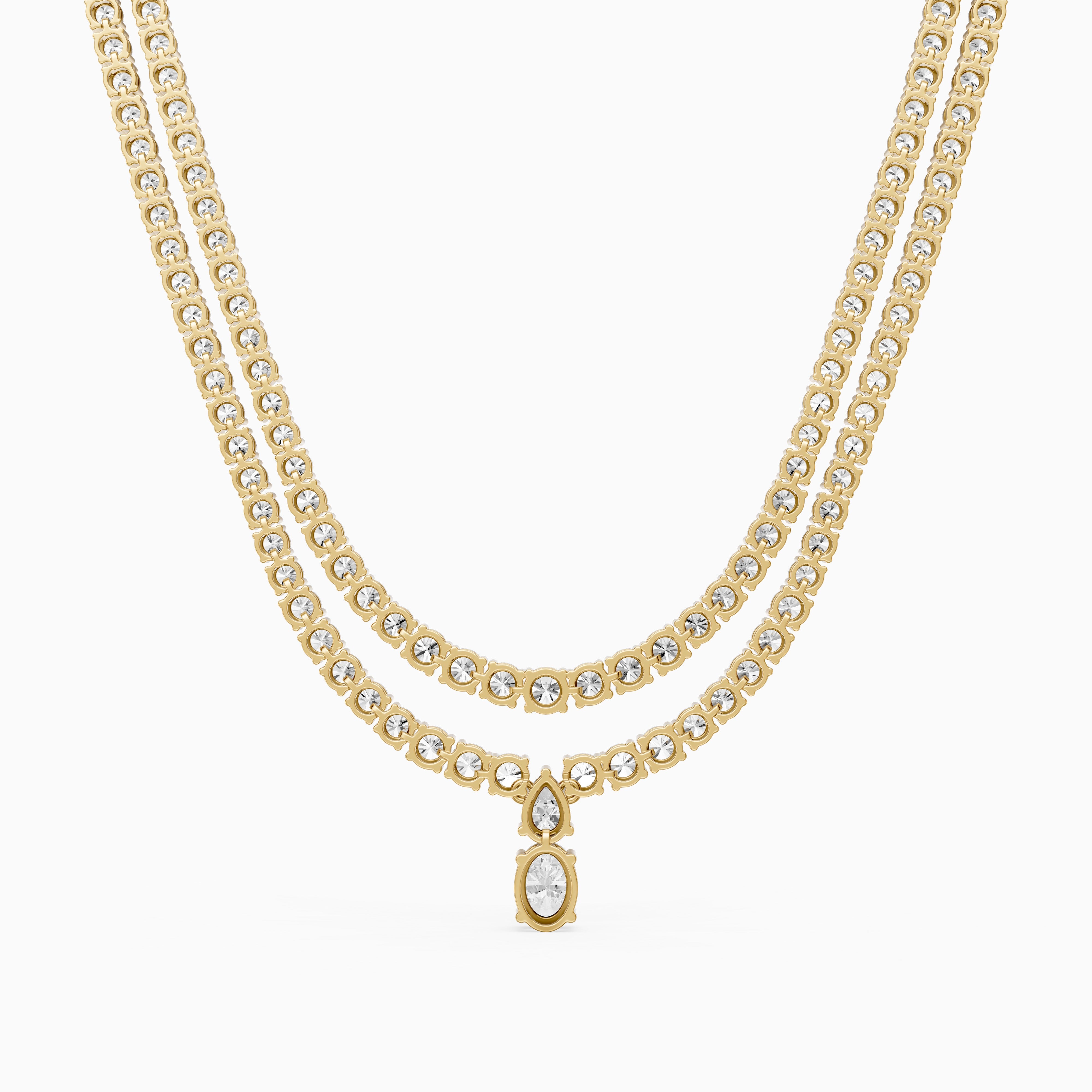 Adeline Double Row Lab Grown Diamond Drop Tennis Necklace