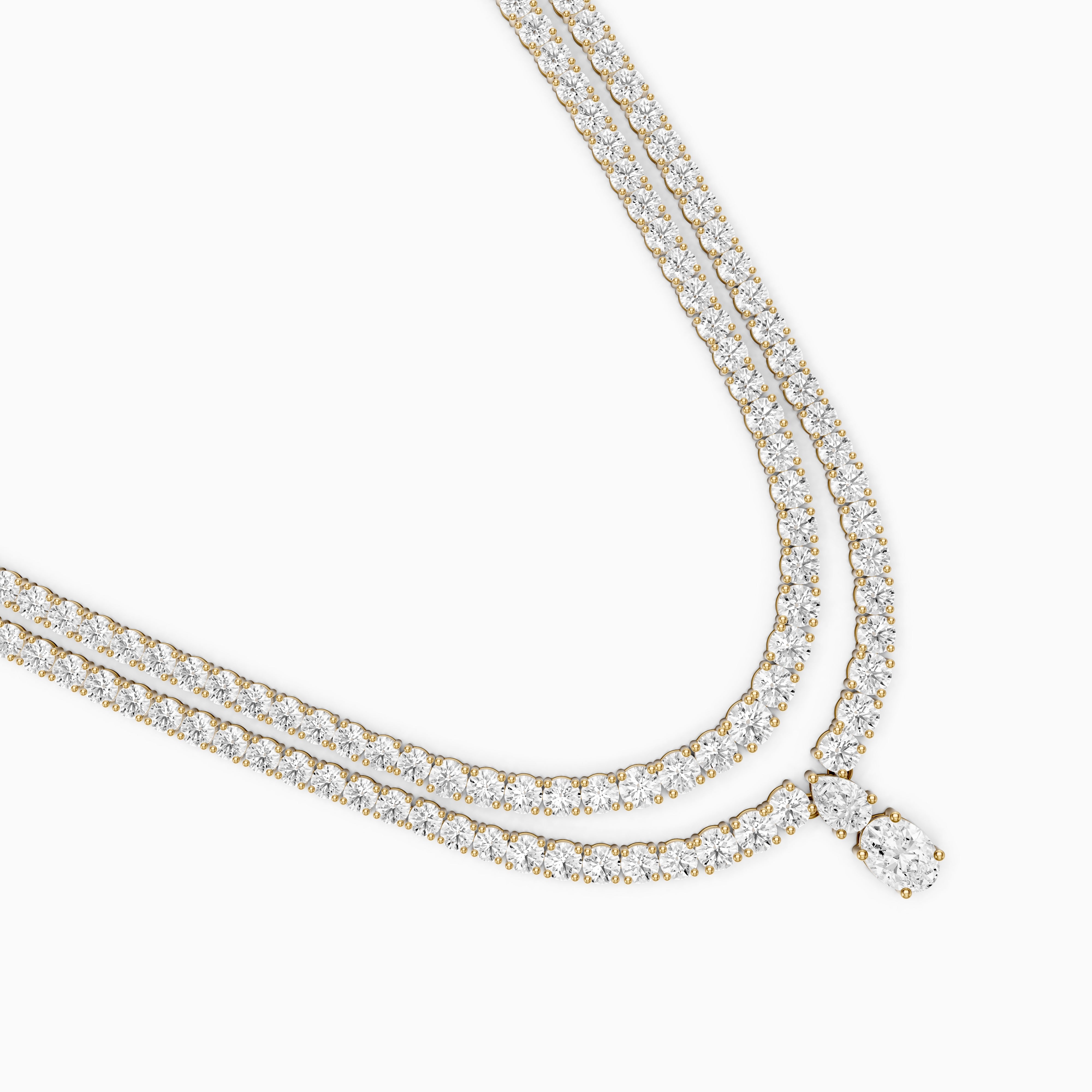Adeline Double Row Lab Grown Diamond Drop Tennis Necklace
