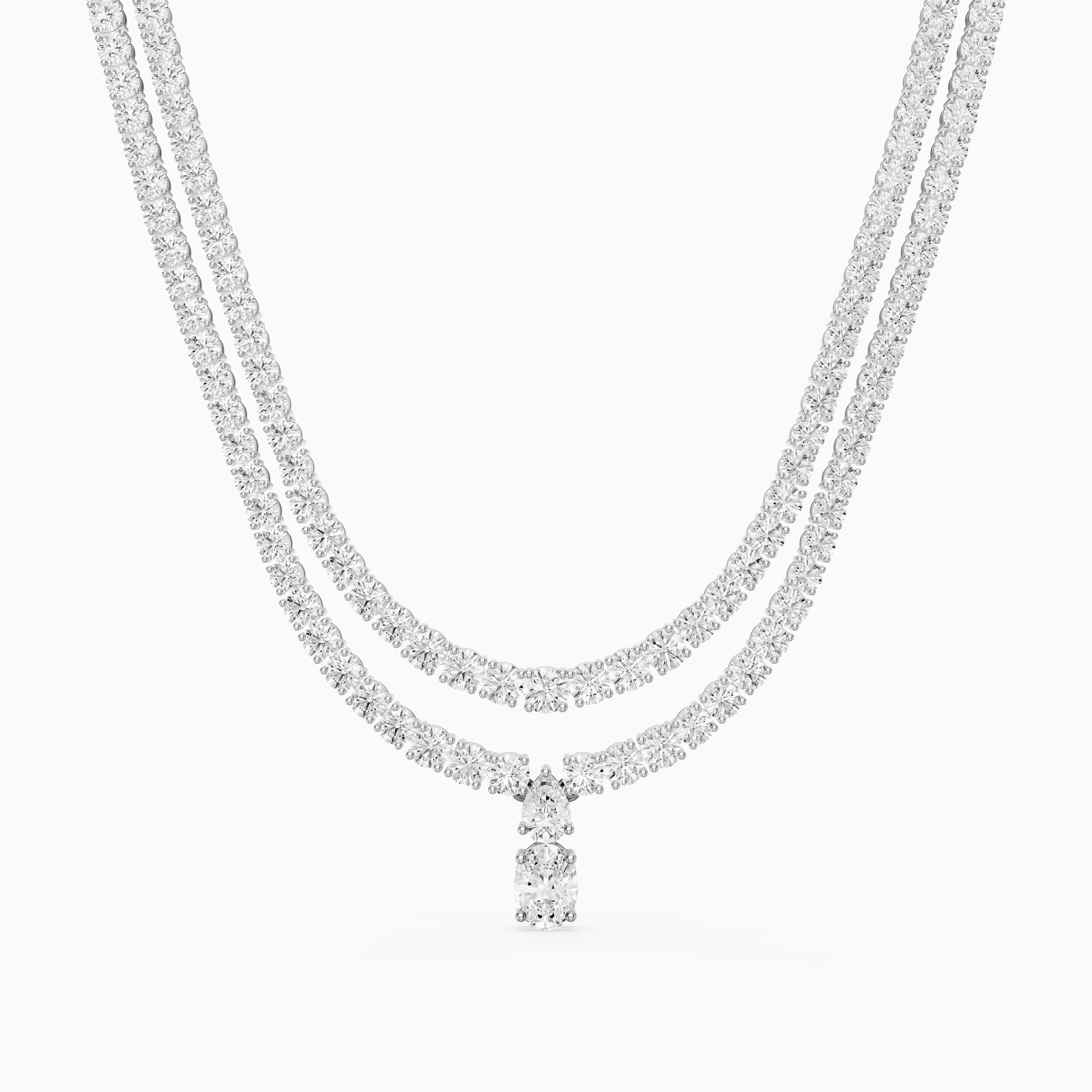 Adeline Double Row Lab Grown Diamond Drop Tennis Necklace