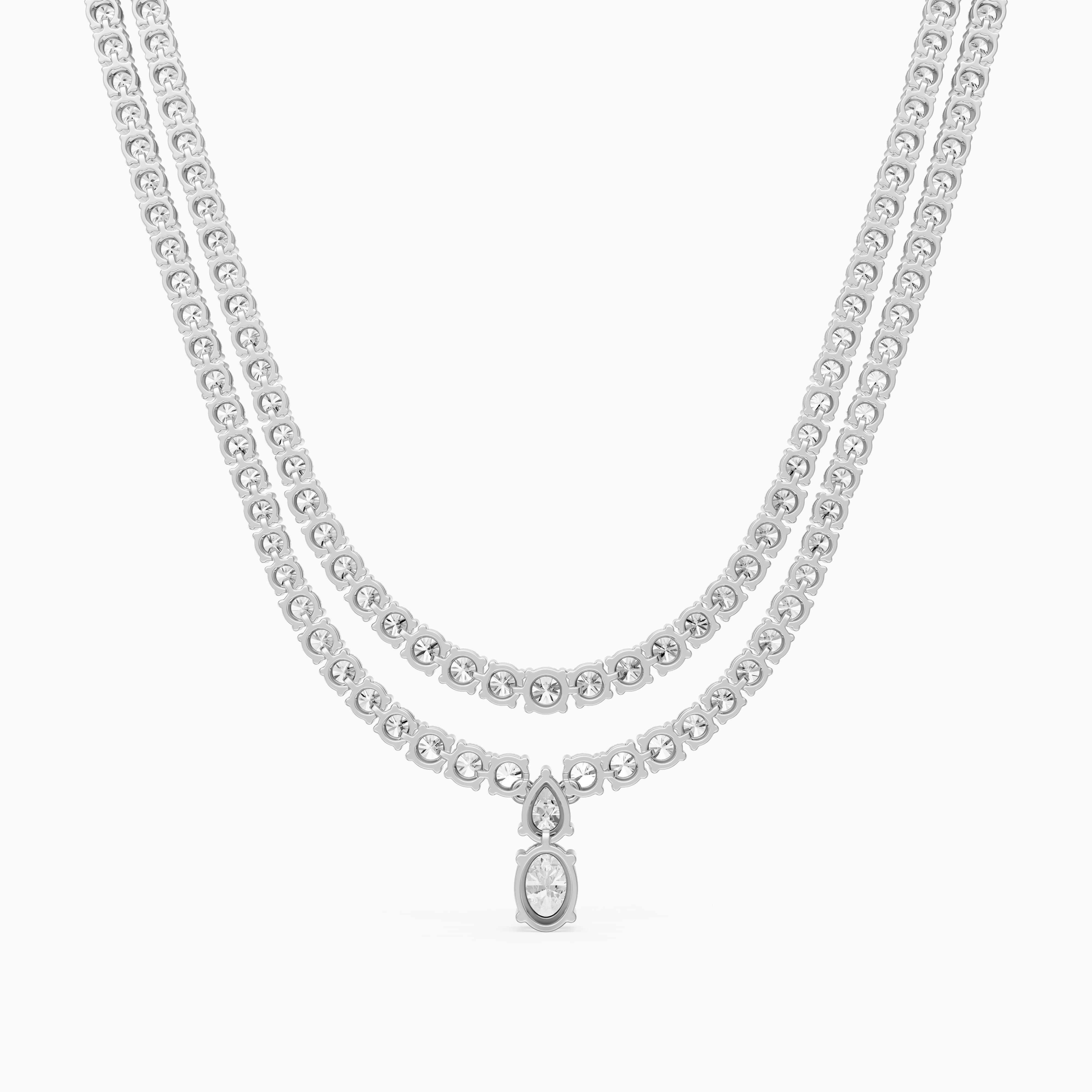 Adeline Double Row Lab Grown Diamond Drop Tennis Necklace