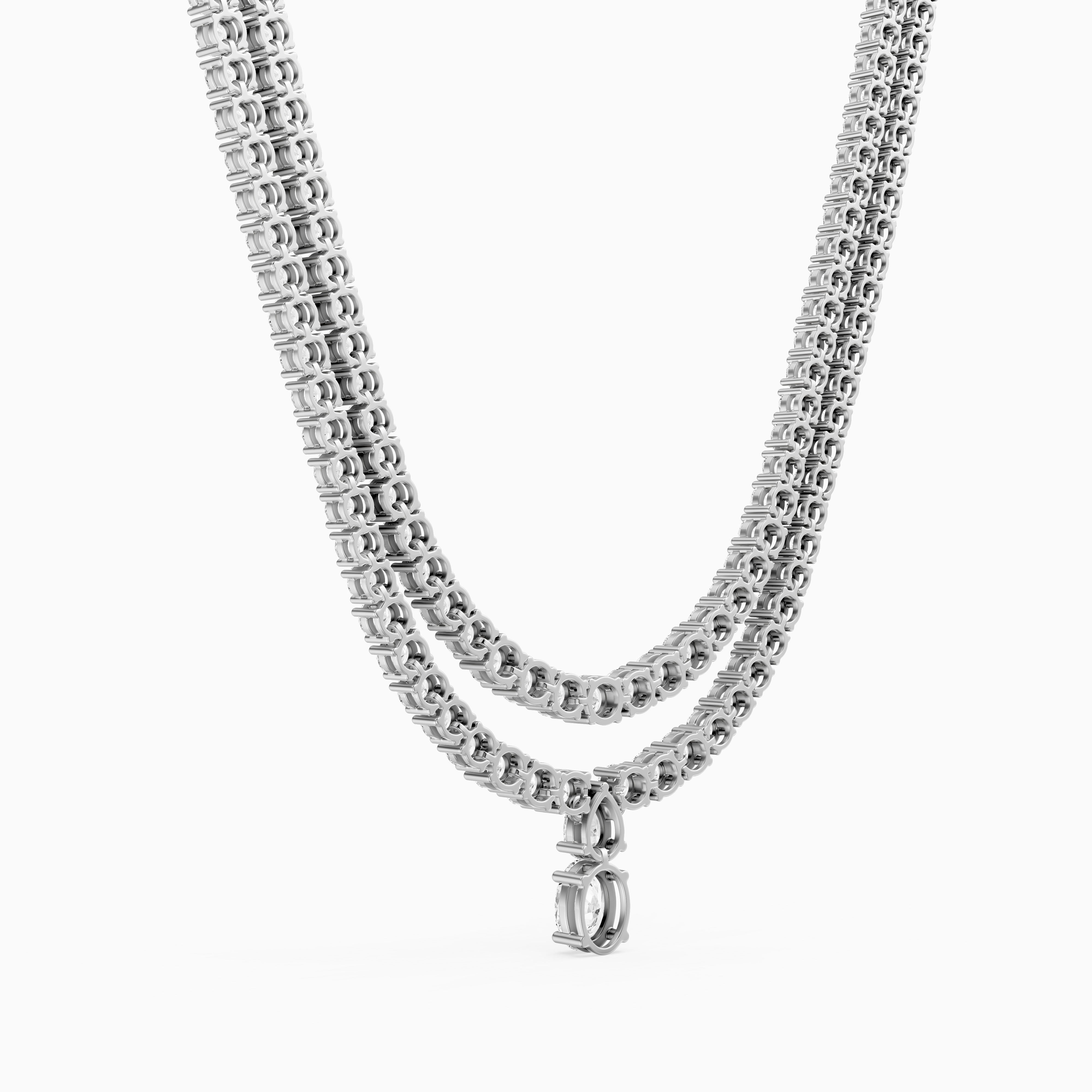 Adeline Double Row Lab Grown Diamond Drop Tennis Necklace