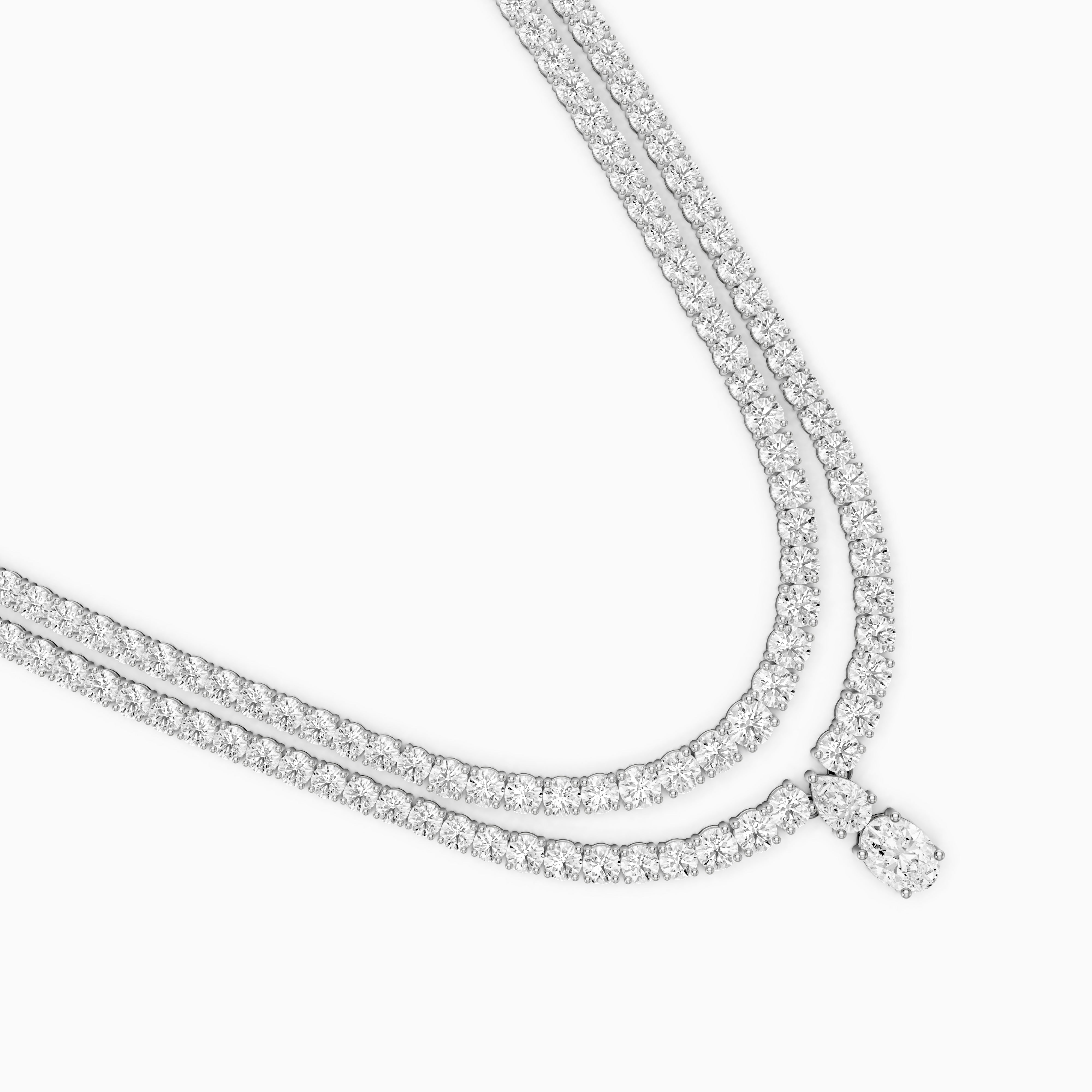 Adeline Double Row Lab Grown Diamond Drop Tennis Necklace
