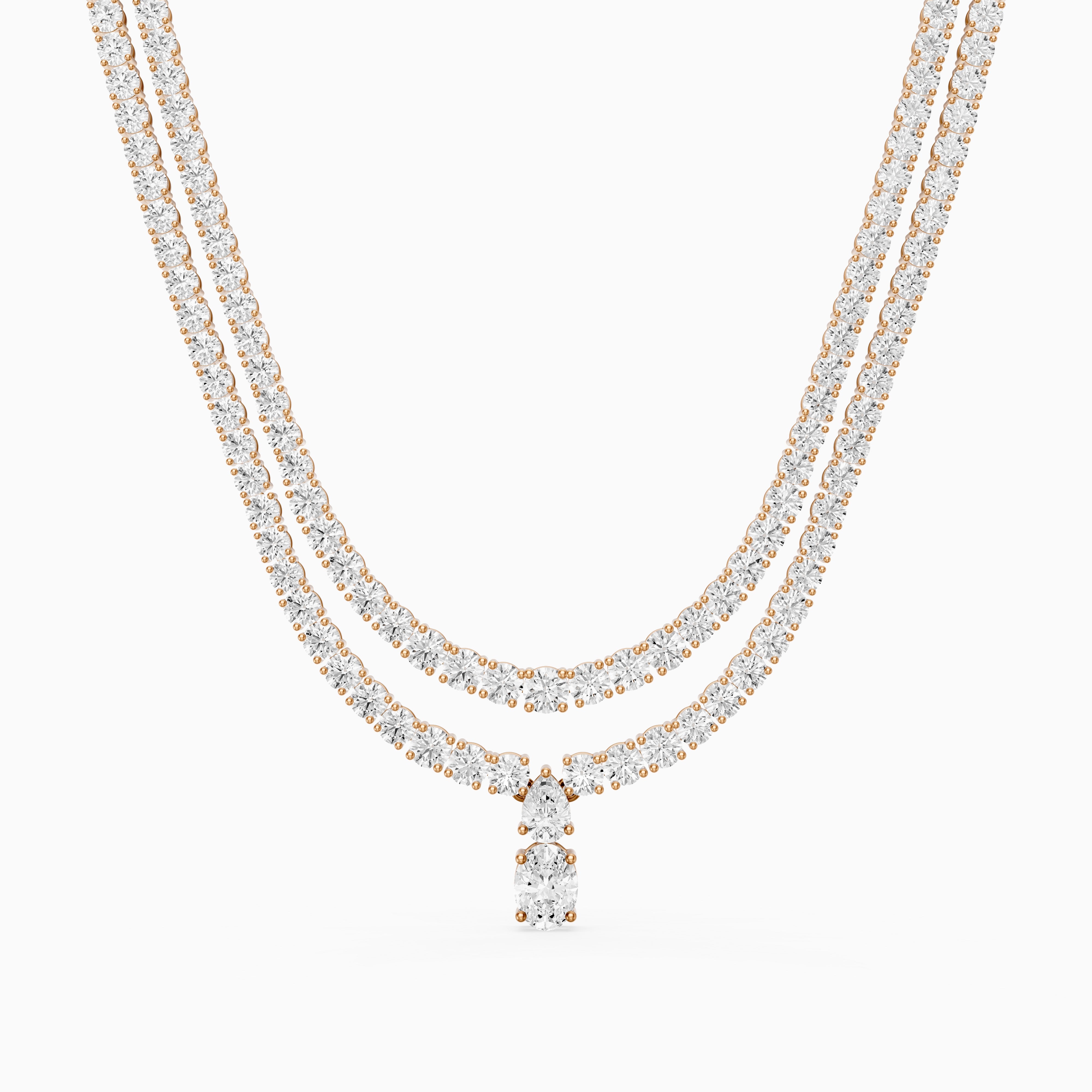 Adeline Double Row Lab Grown Diamond Drop Tennis Necklace