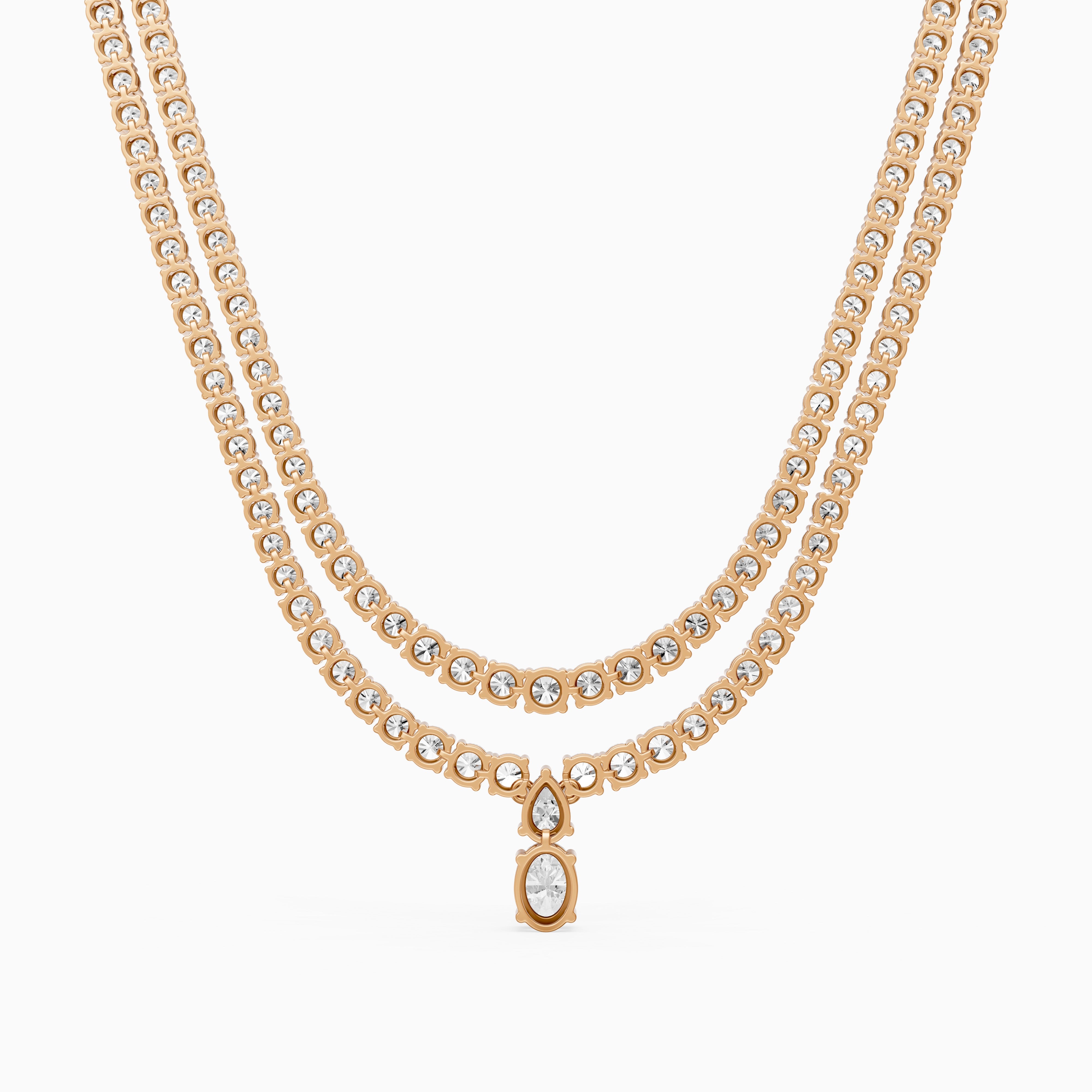 Adeline Double Row Lab Grown Diamond Drop Tennis Necklace