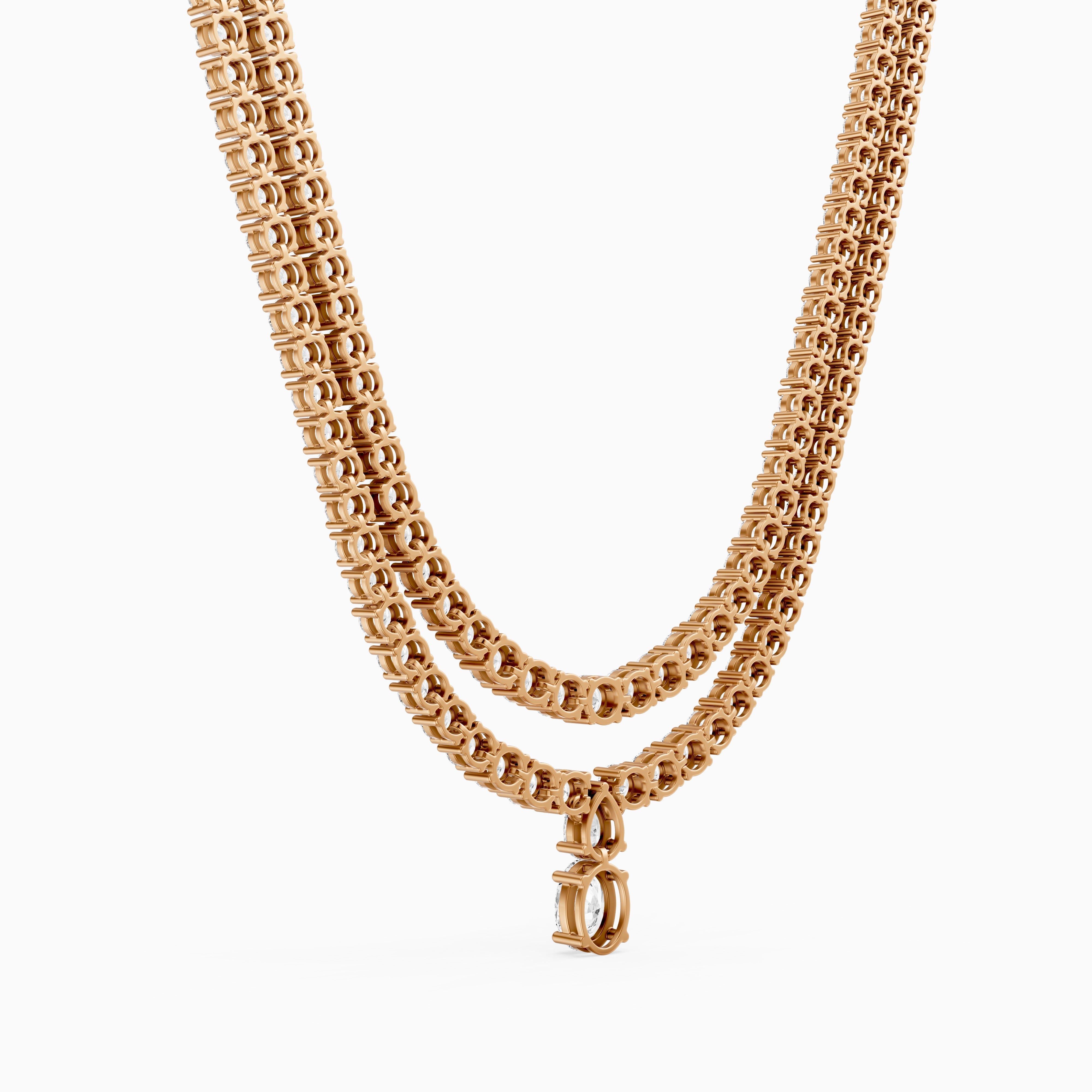 Adeline Double Row Lab Grown Diamond Drop Tennis Necklace