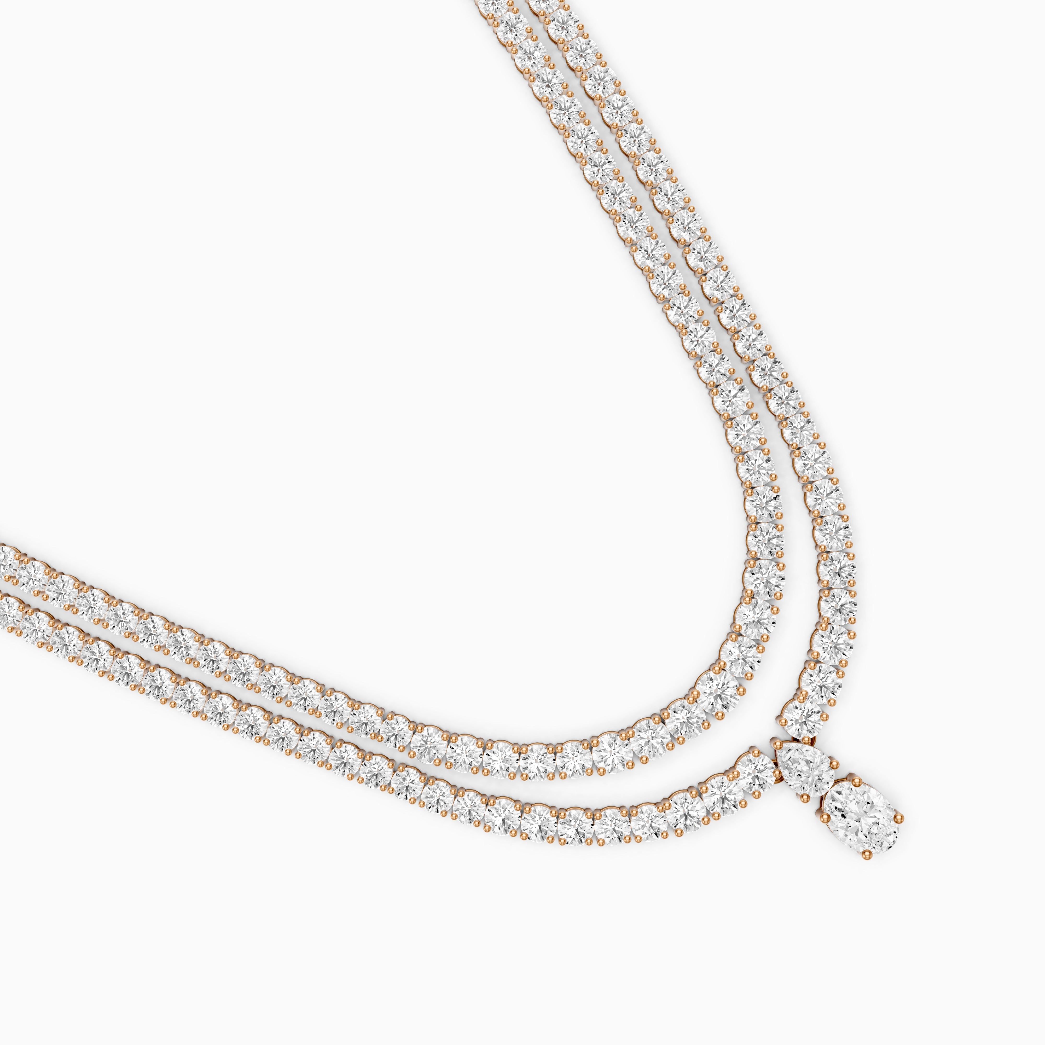 Adeline Double Row Lab Grown Diamond Drop Tennis Necklace