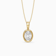 Bess Oval Shape Bezel Set Lab Grown Diamond Solitaire Pendant