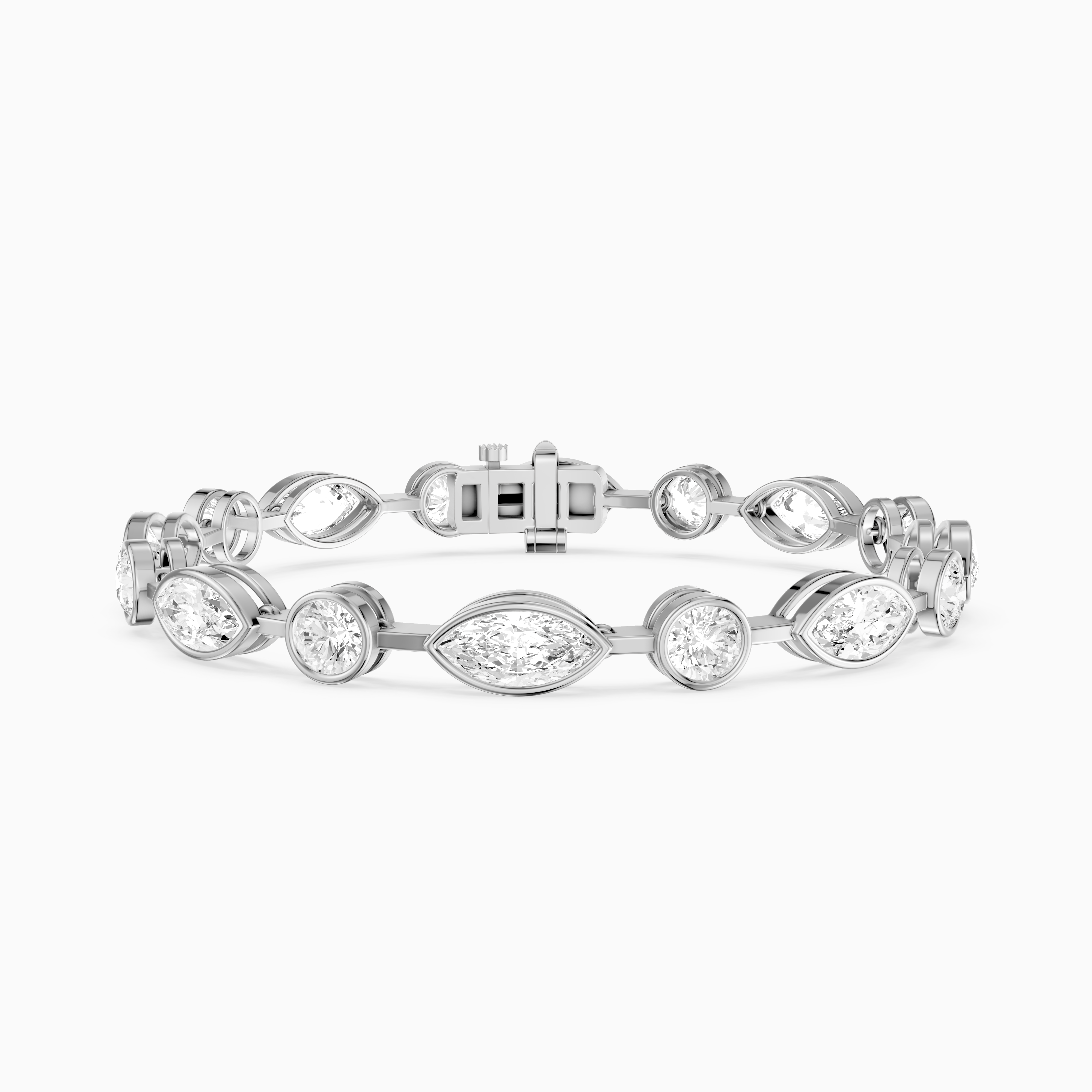 Sasilvia Round Cut and Marquise Cut Lab Grown Diamond Bezel Tennis Bracelet