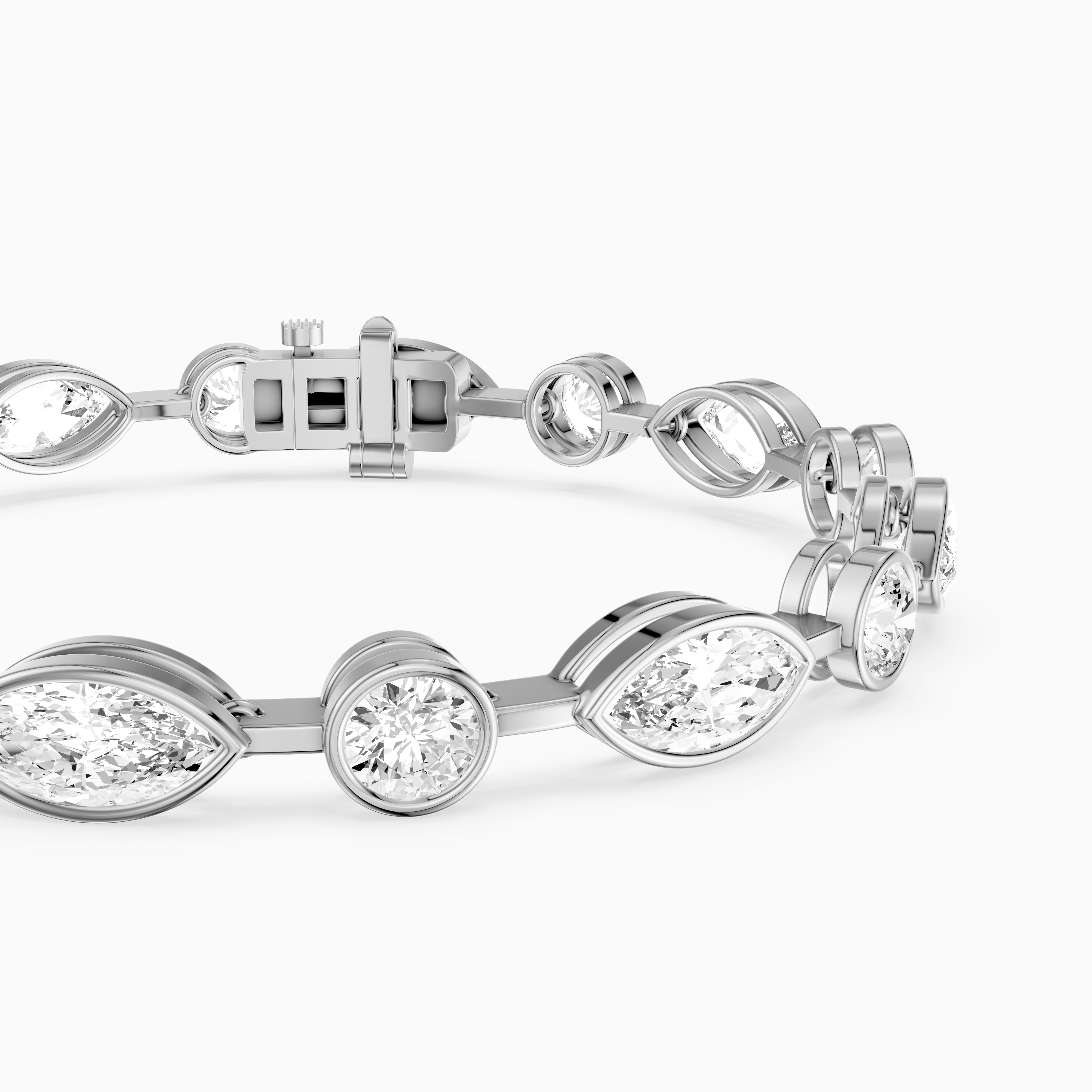 Sasilvia Round Cut and Marquise Cut Lab Grown Diamond Bezel Tennis Bracelet
