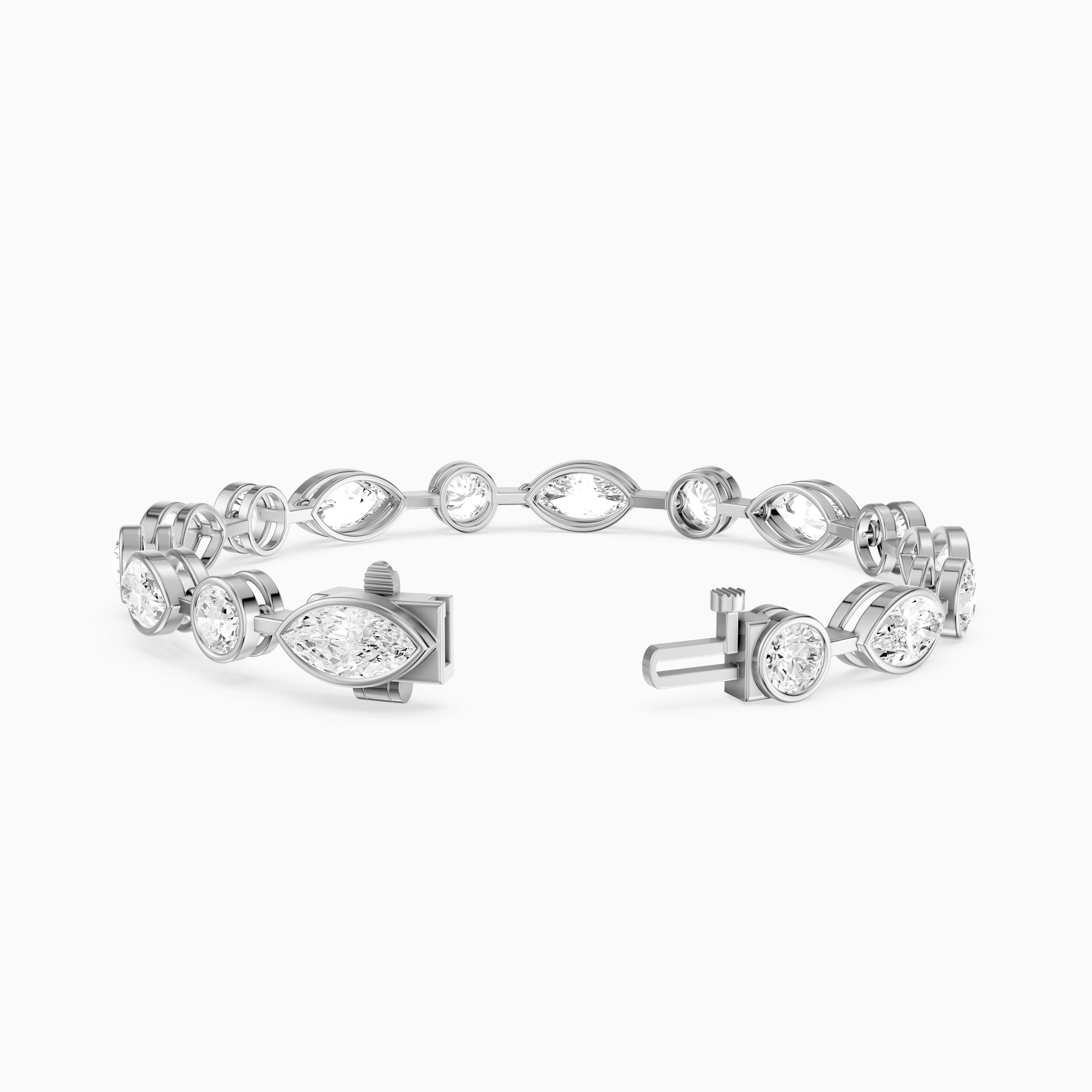 Sasilvia Round Cut and Marquise Cut Lab Grown Diamond Bezel Tennis Bracelet