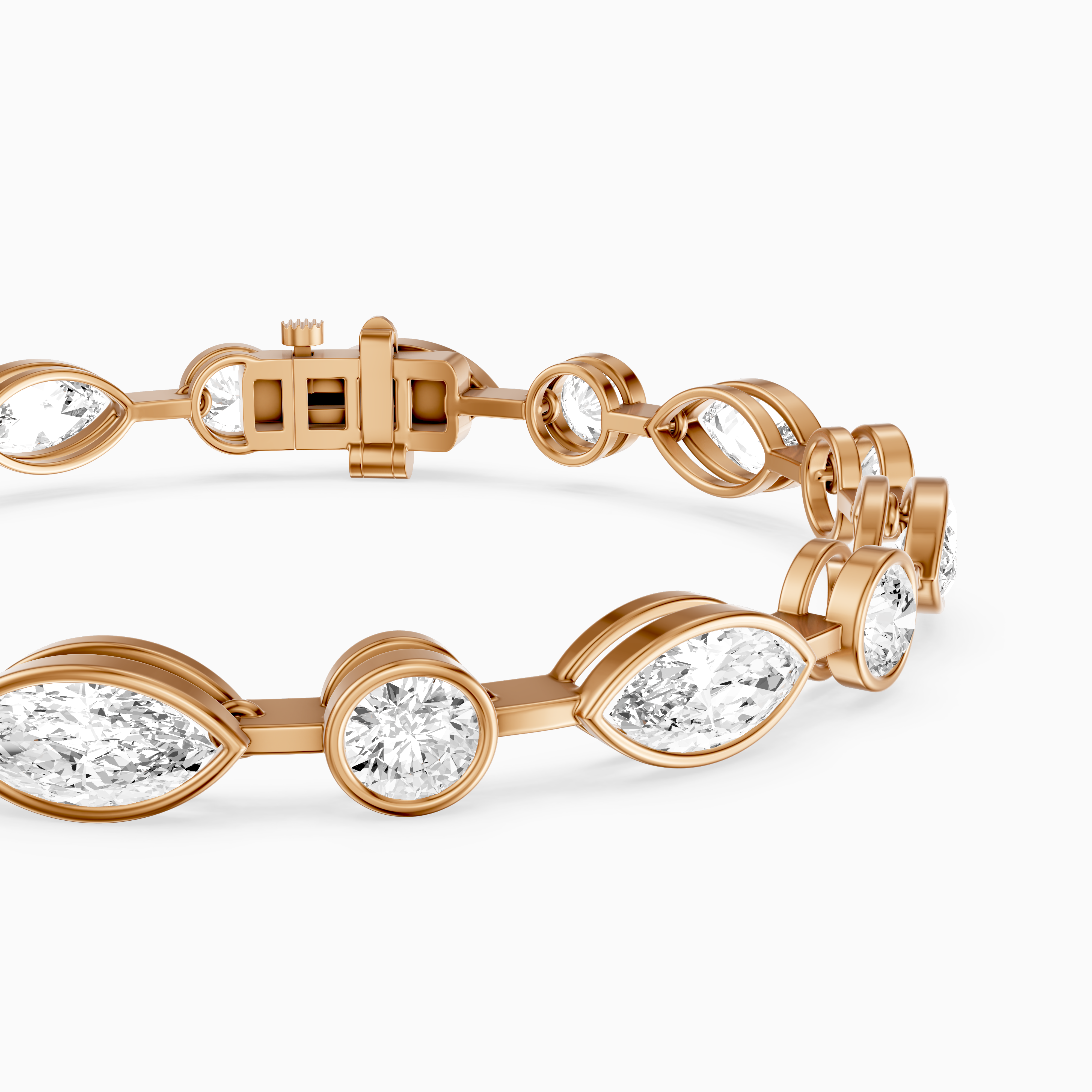 Sasilvia Round Cut and Marquise Cut Lab Grown Diamond Bezel Tennis Bracelet