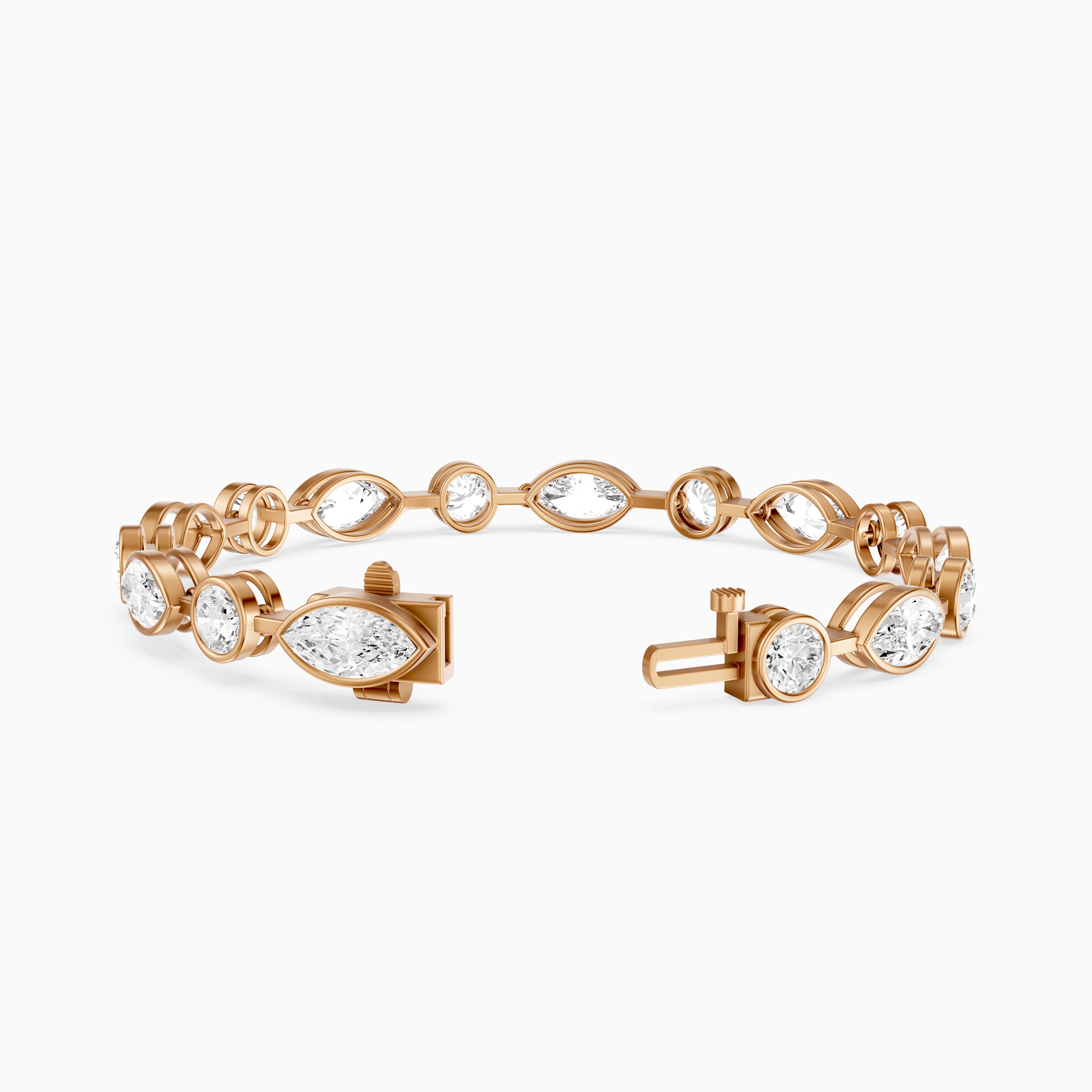 Sasilvia Round Cut and Marquise Cut Lab Grown Diamond Bezel Tennis Bracelet