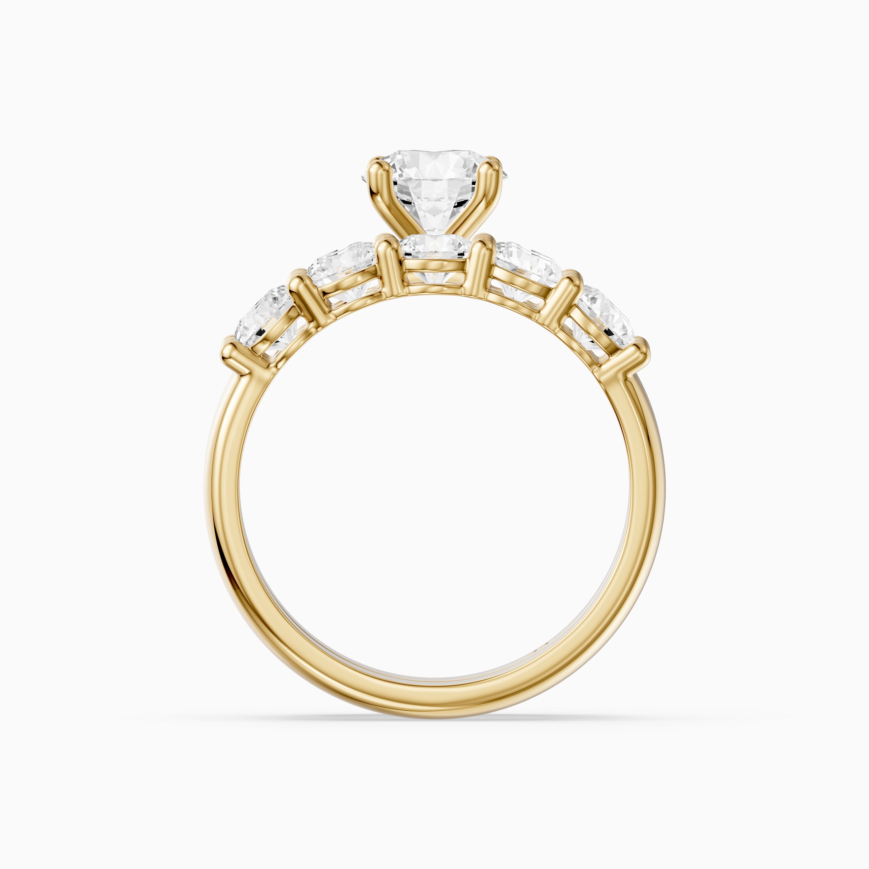 Ester Five Stone Round Lab Grown Diamond Cluster Bridal Set