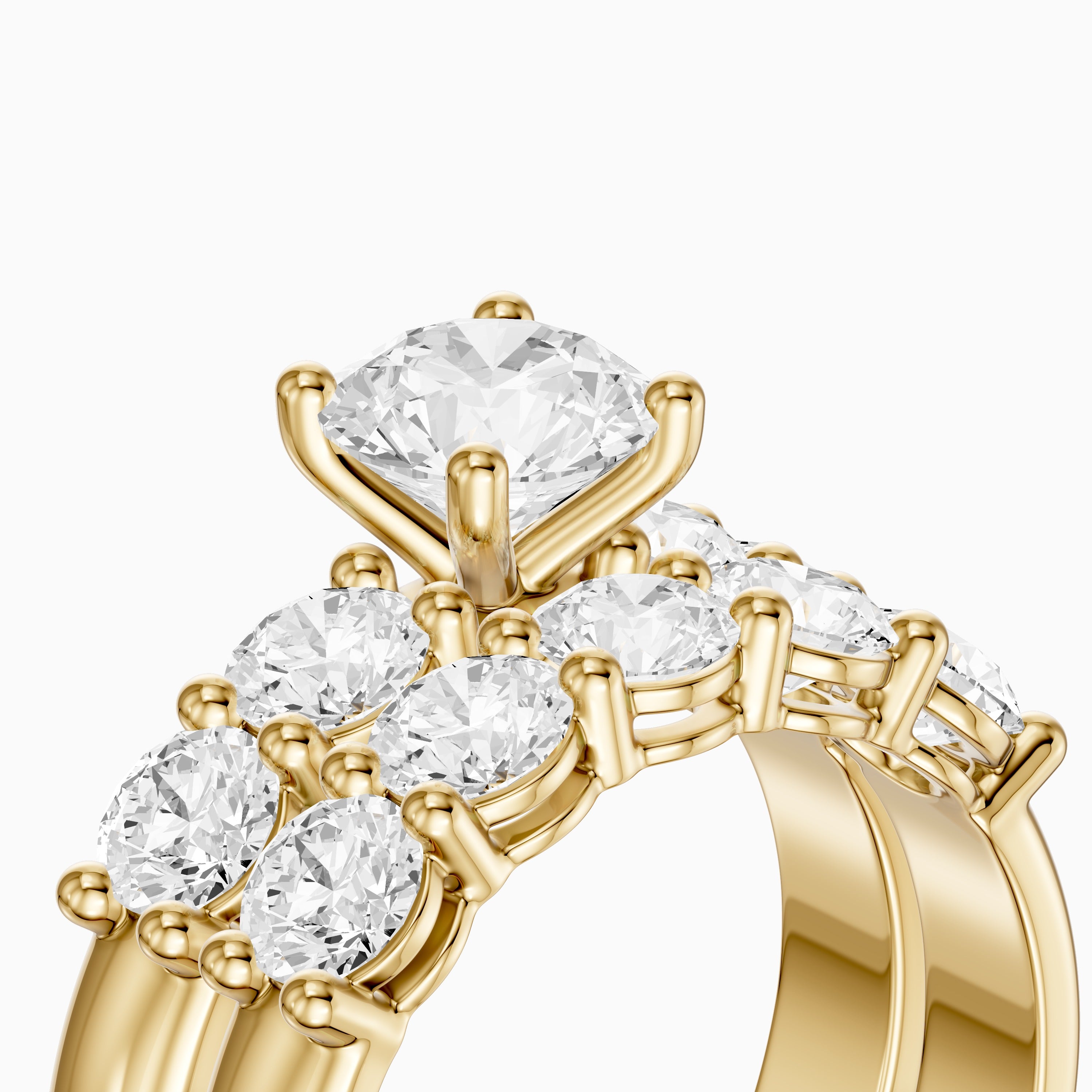 Ester Five Stone Round Lab Grown Diamond Cluster Bridal Set
