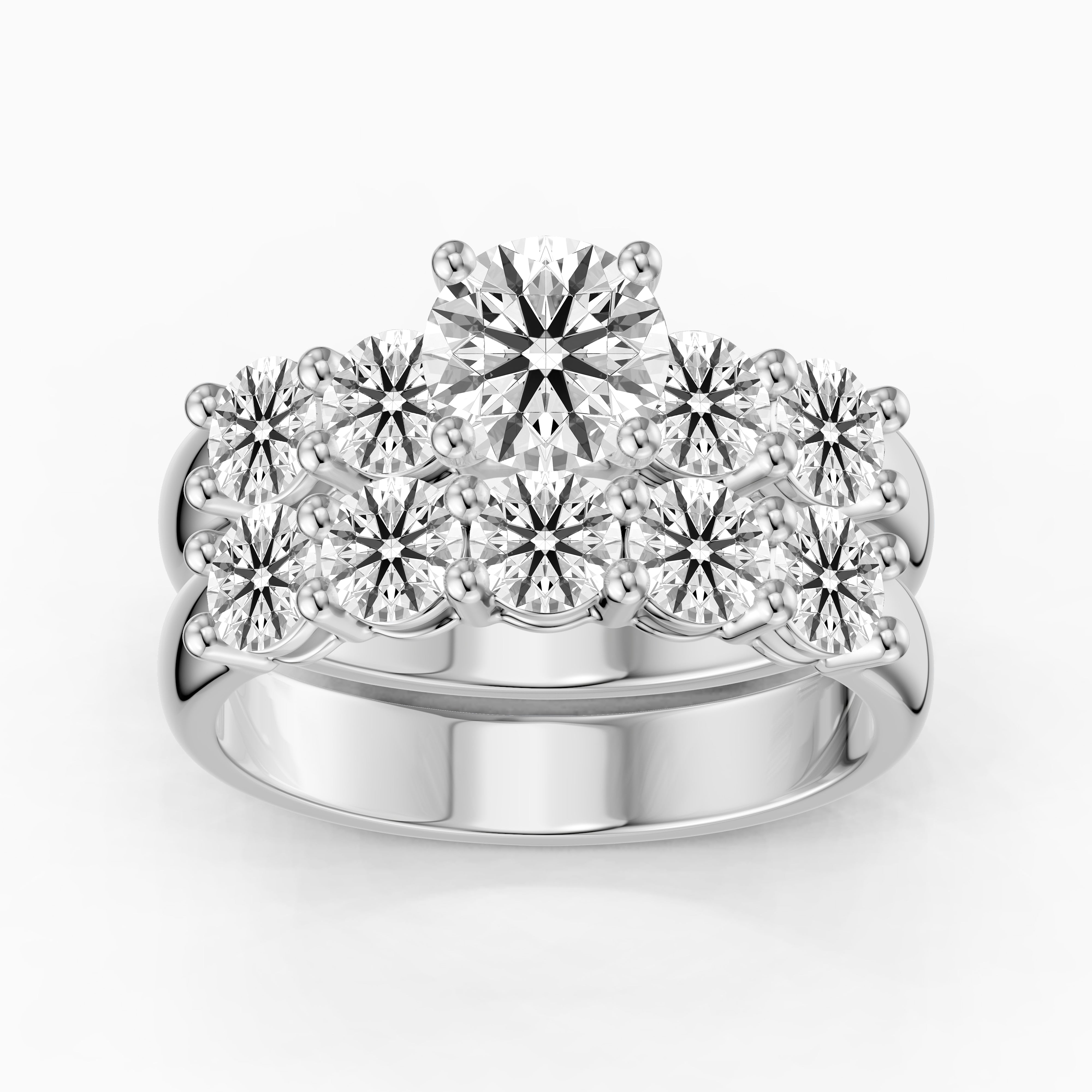 Ester Five Stone Round Lab Grown Diamond Cluster Bridal Set