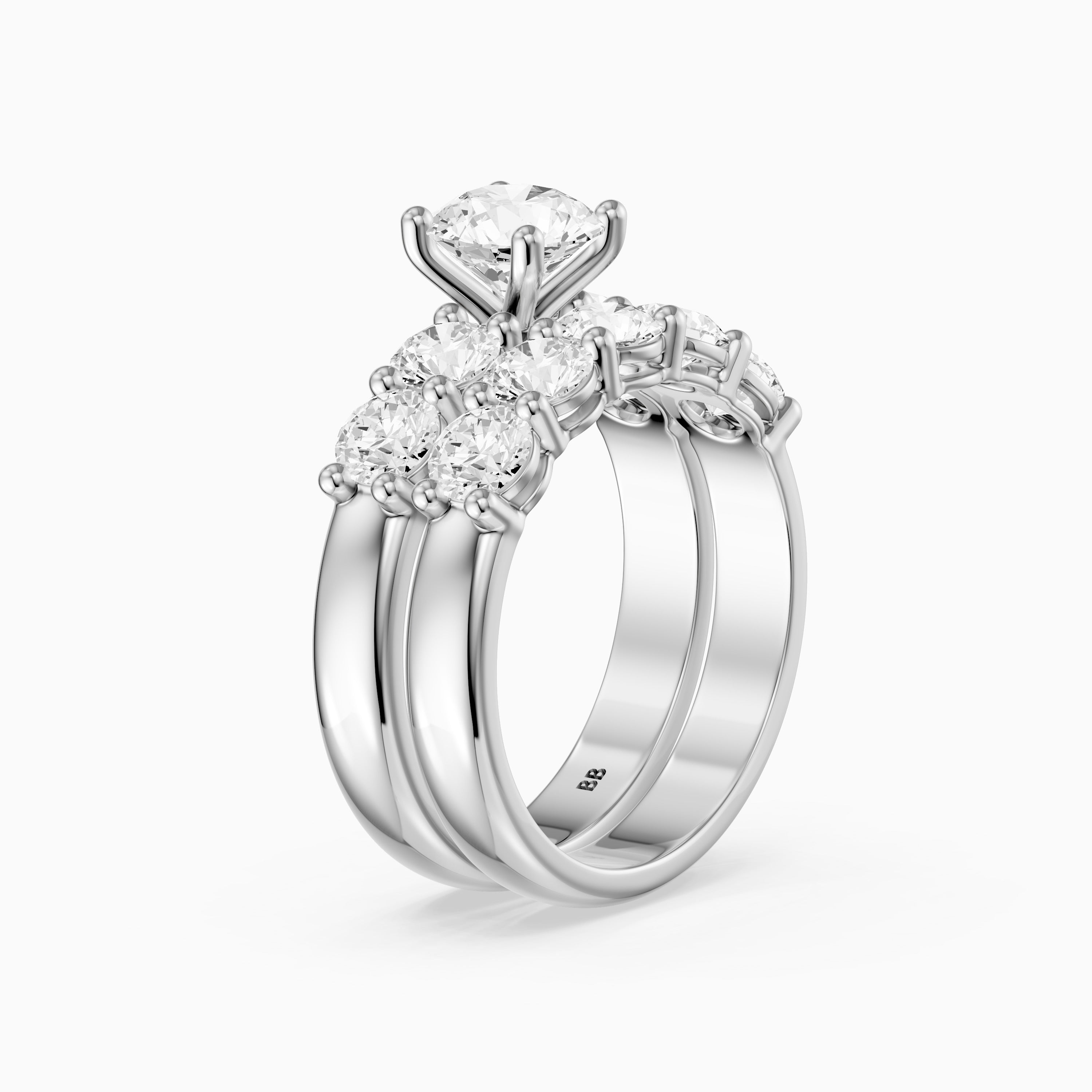 Ester Five Stone Round Lab Grown Diamond Cluster Bridal Set