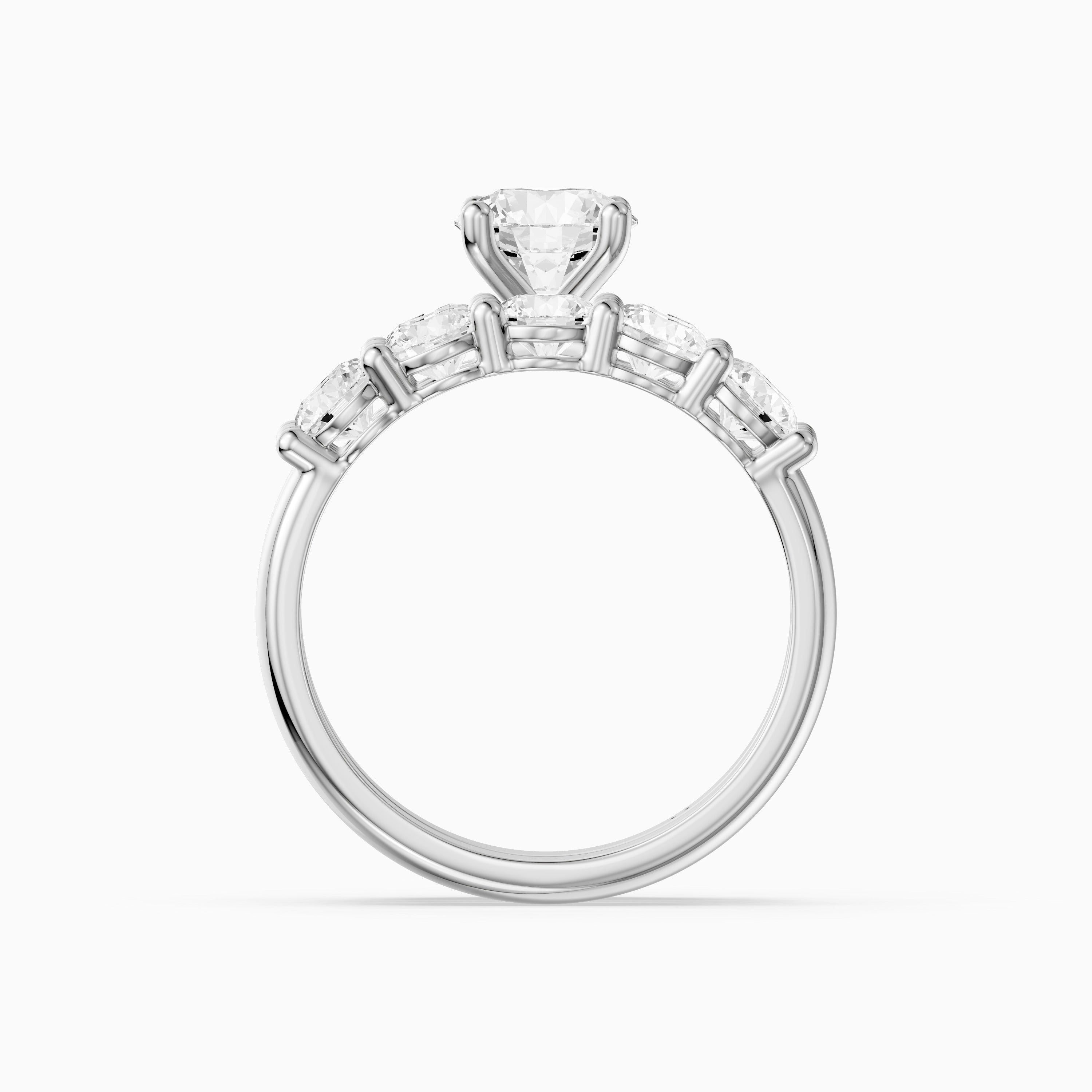 Ester Five Stone Round Lab Grown Diamond Cluster Bridal Set