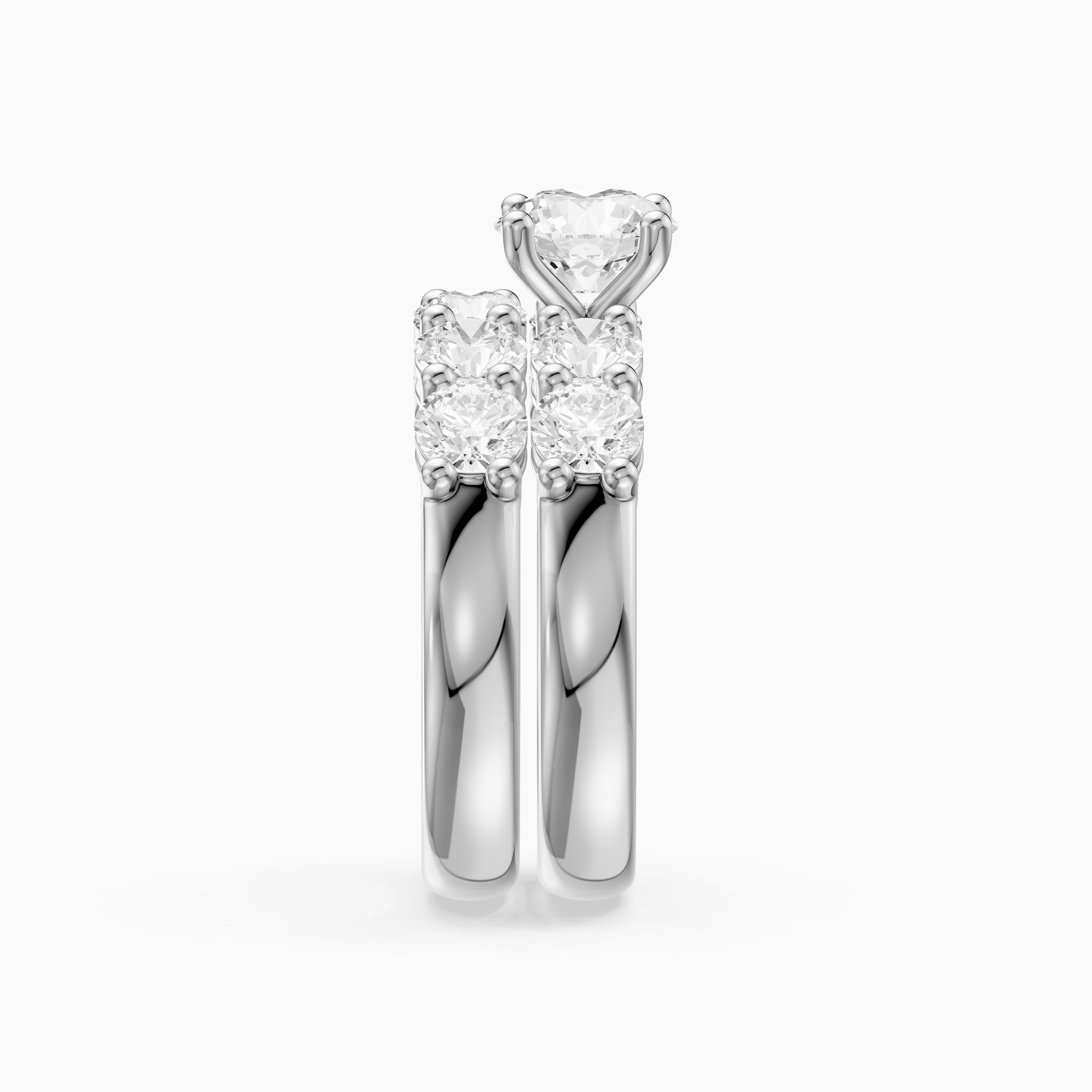 Ester Five Stone Round Lab Grown Diamond Cluster Bridal Set