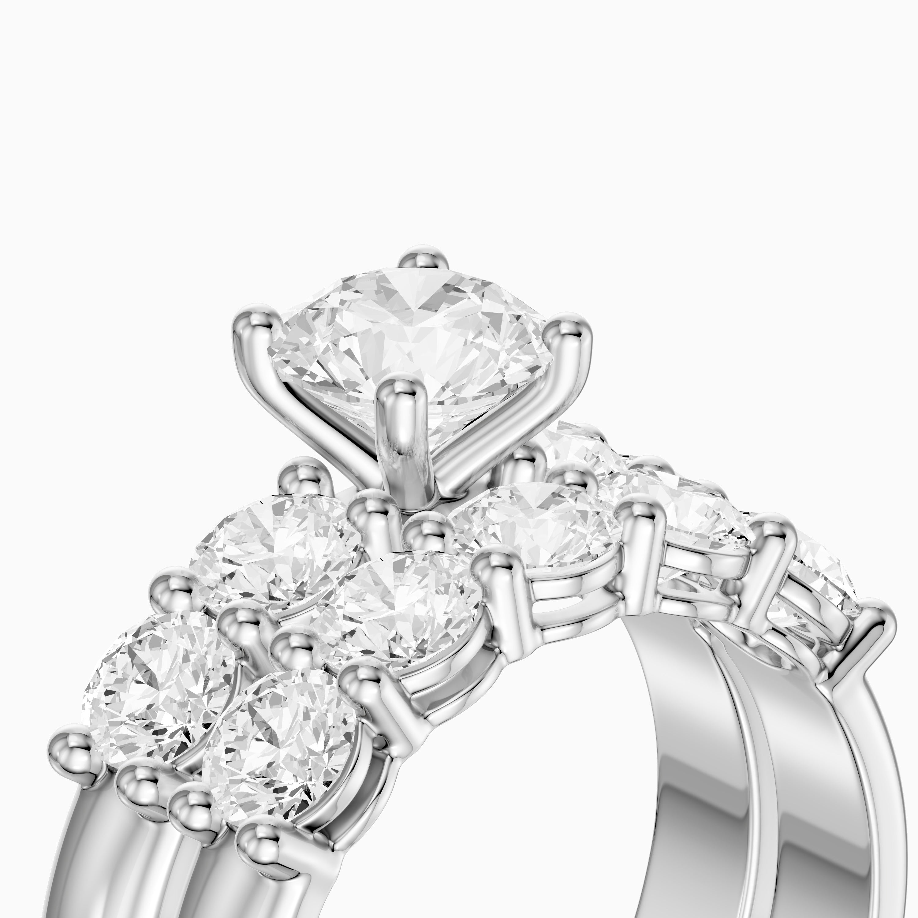 Ester Five Stone Round Lab Grown Diamond Cluster Bridal Set