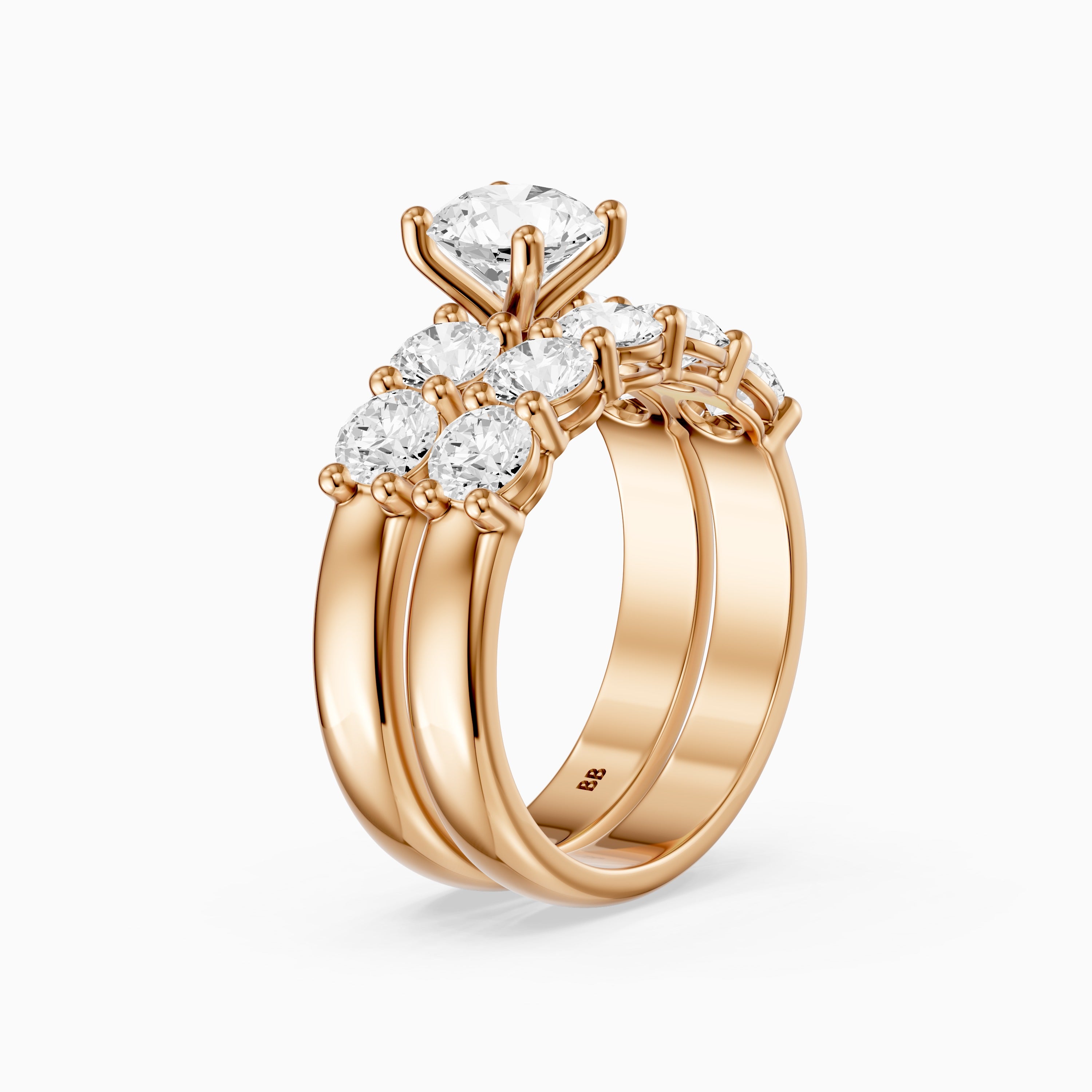 Ester Five Stone Round Lab Grown Diamond Cluster Bridal Set
