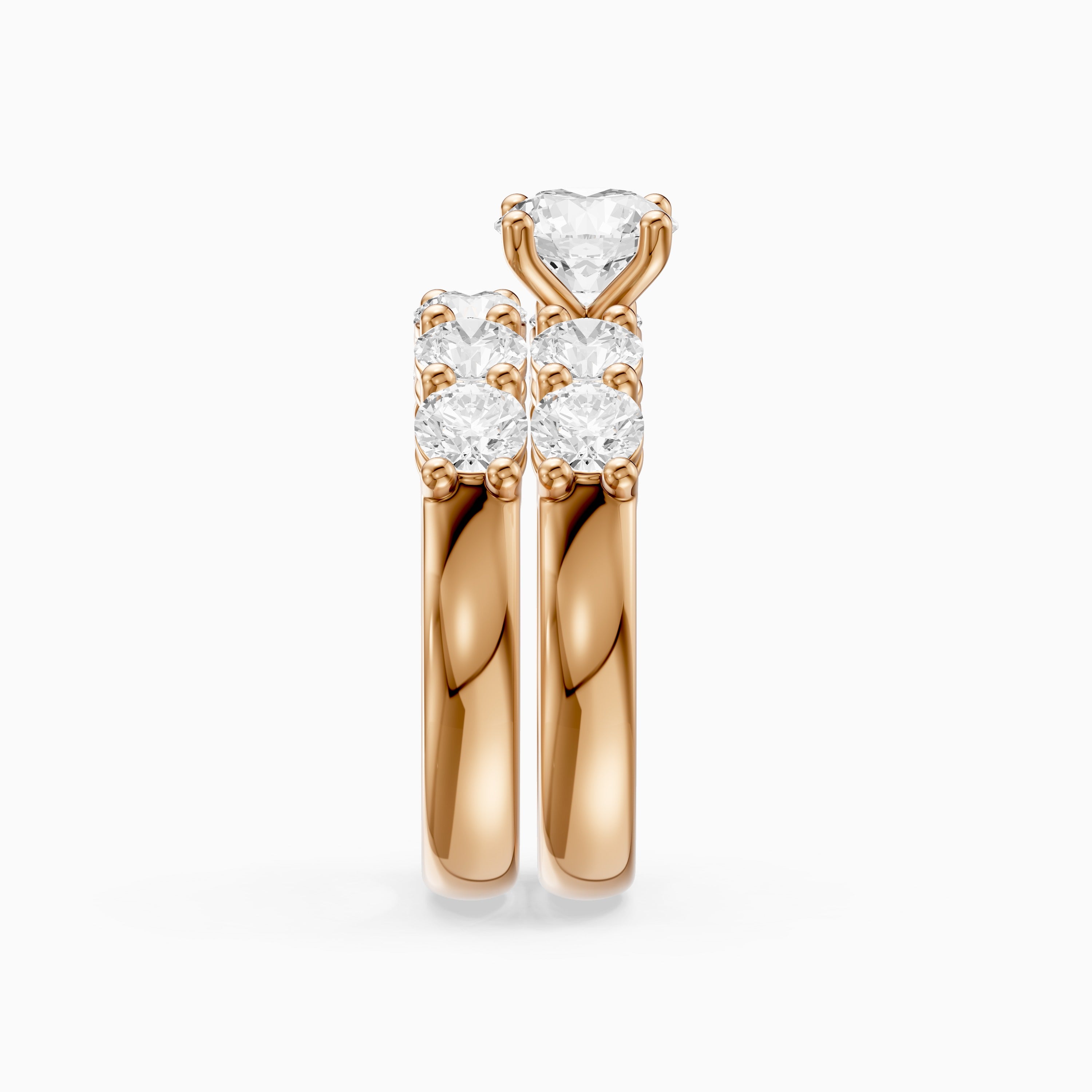 Ester Five Stone Round Lab Grown Diamond Cluster Bridal Set