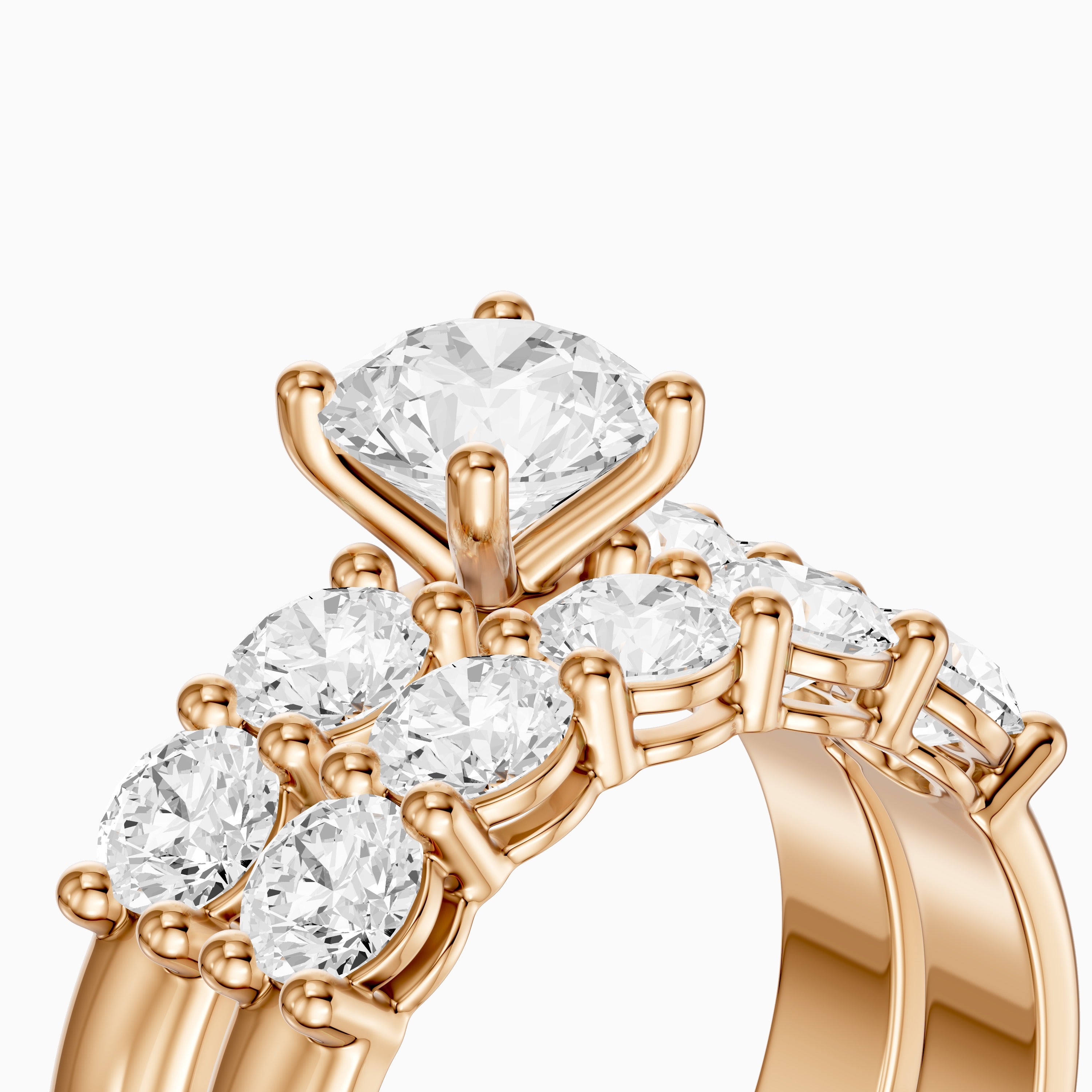 Ester Five Stone Round Lab Grown Diamond Cluster Bridal Set