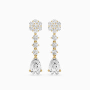 Whitney Pear and Round Lab Grown Diamond Flower Cluster Drop Earrings