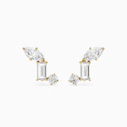 Beatriz Mixed Shape Lab Diamond Bar Cluster Stud Earrings